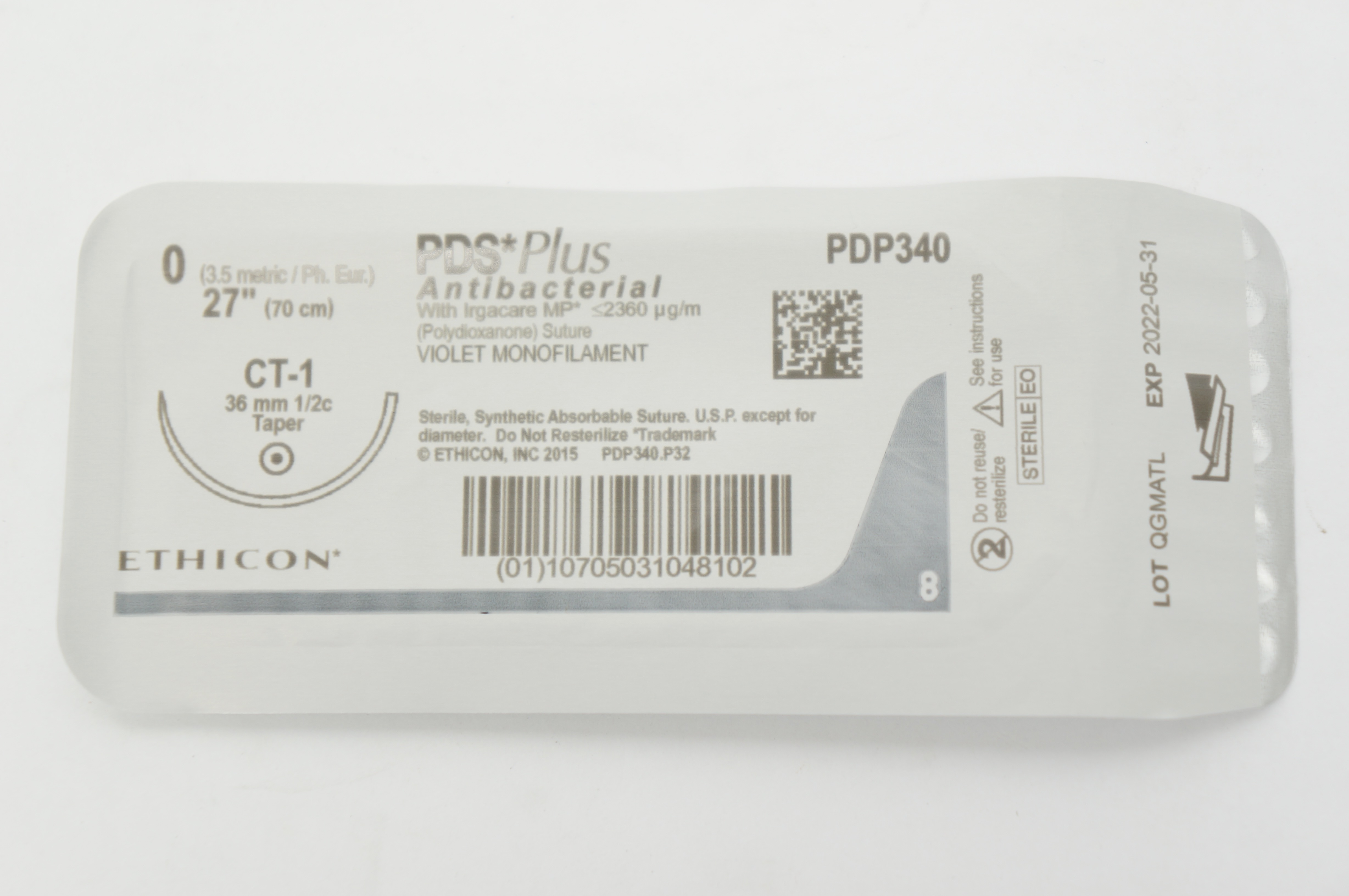 Ethicon PDP340 0 PDS Plus, CT-1, 36mm 1/2c Taper,  27inch (x)
