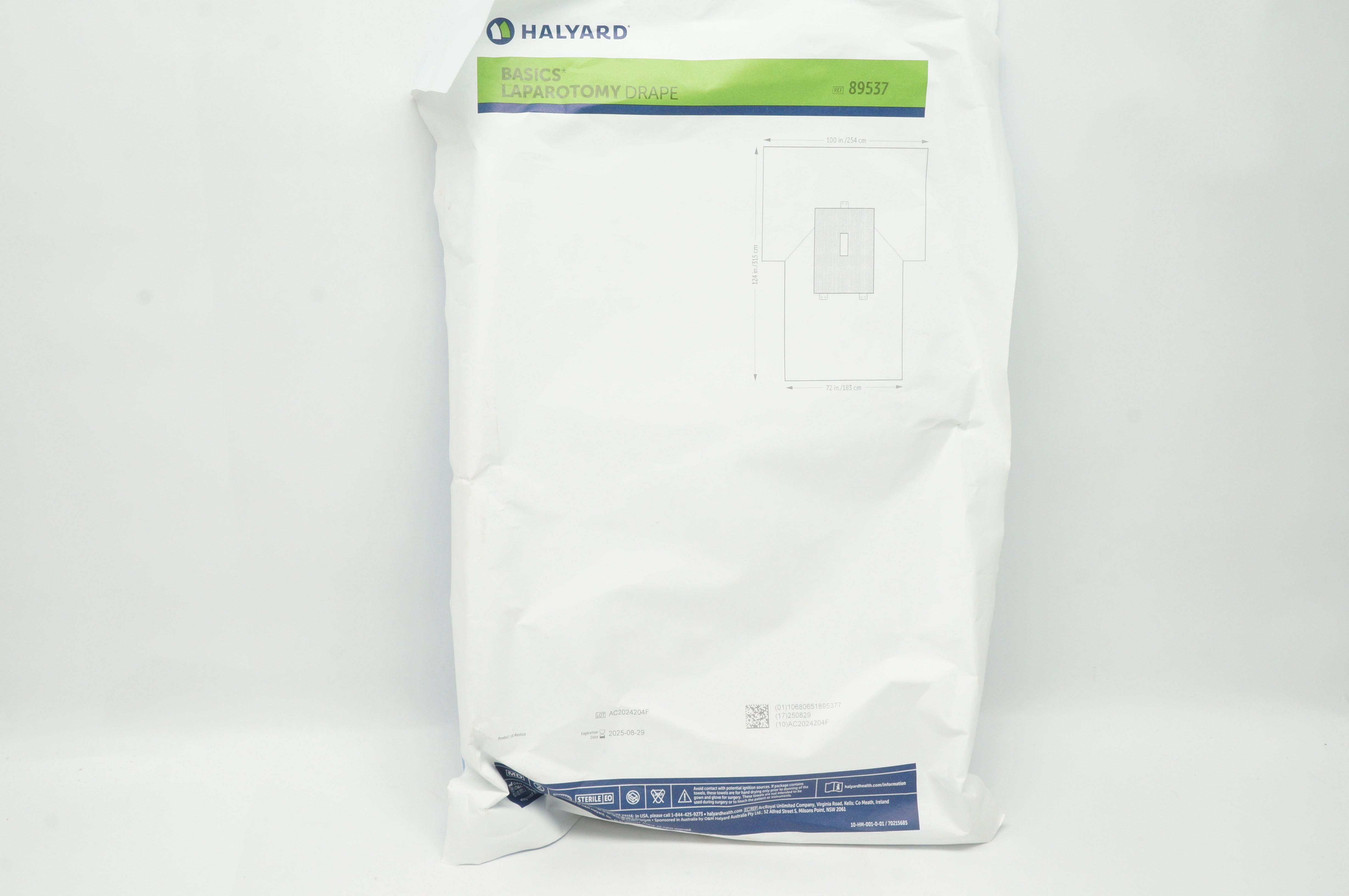 Halyard 89537 Basics Laparotomy Drape  100 inch x 124inch