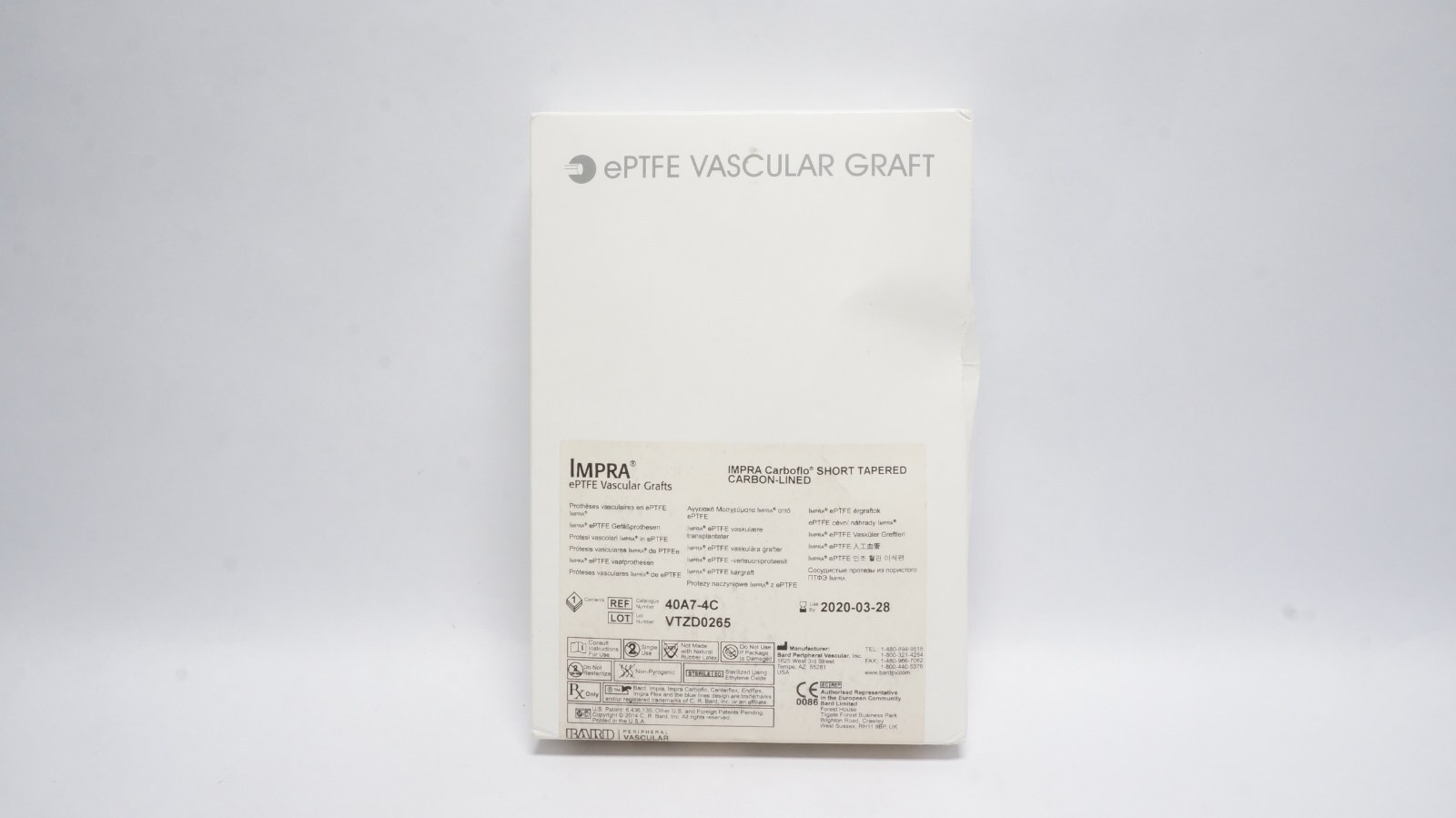 Bard IMPRA Carboflo 40A7-4C Vascular Graft 7-4 mm 40 cm