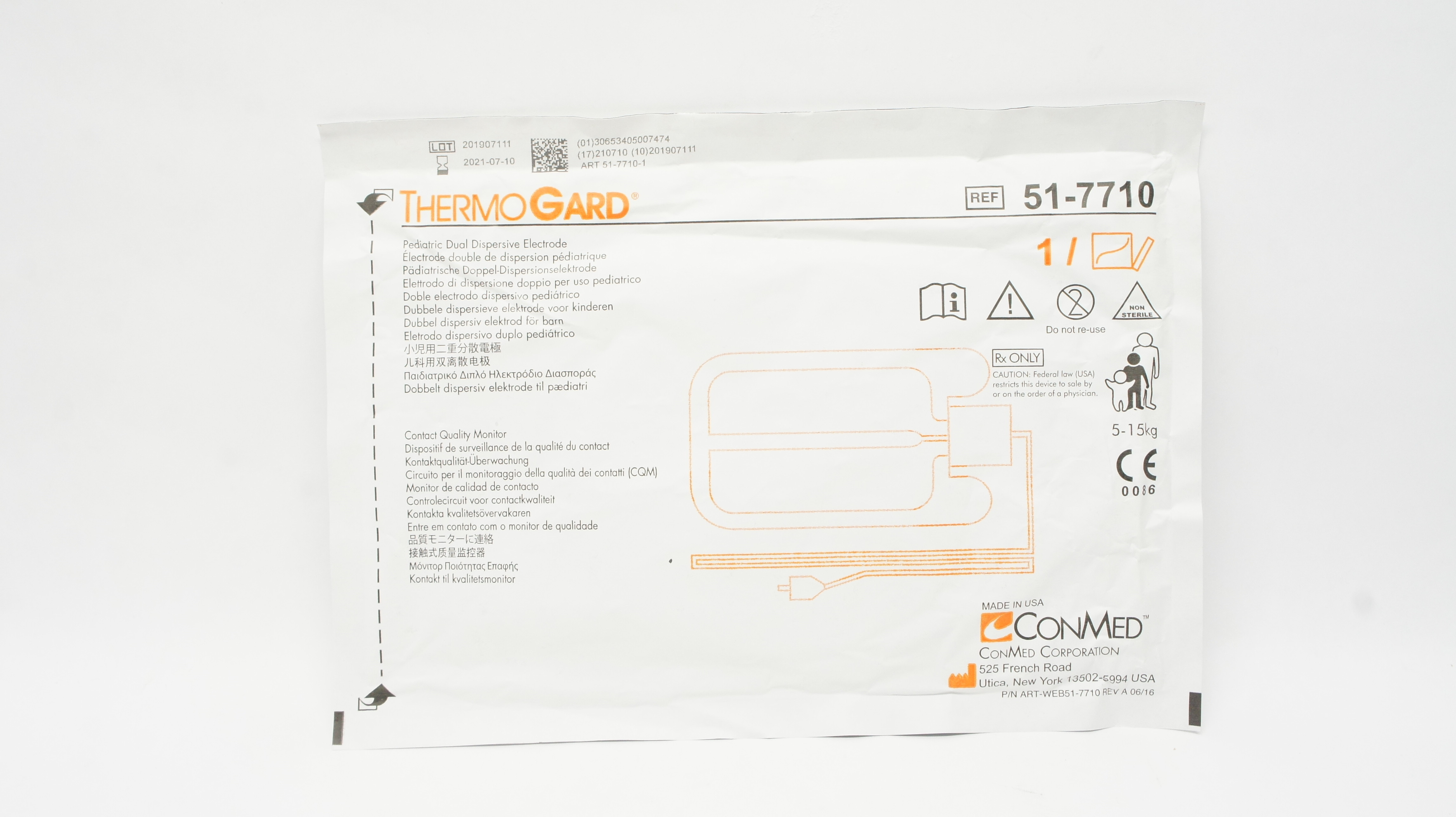ConMed 51-7710 Thermo Gard Pediatric Dual Dispersive Electrode 5-15kg (x)