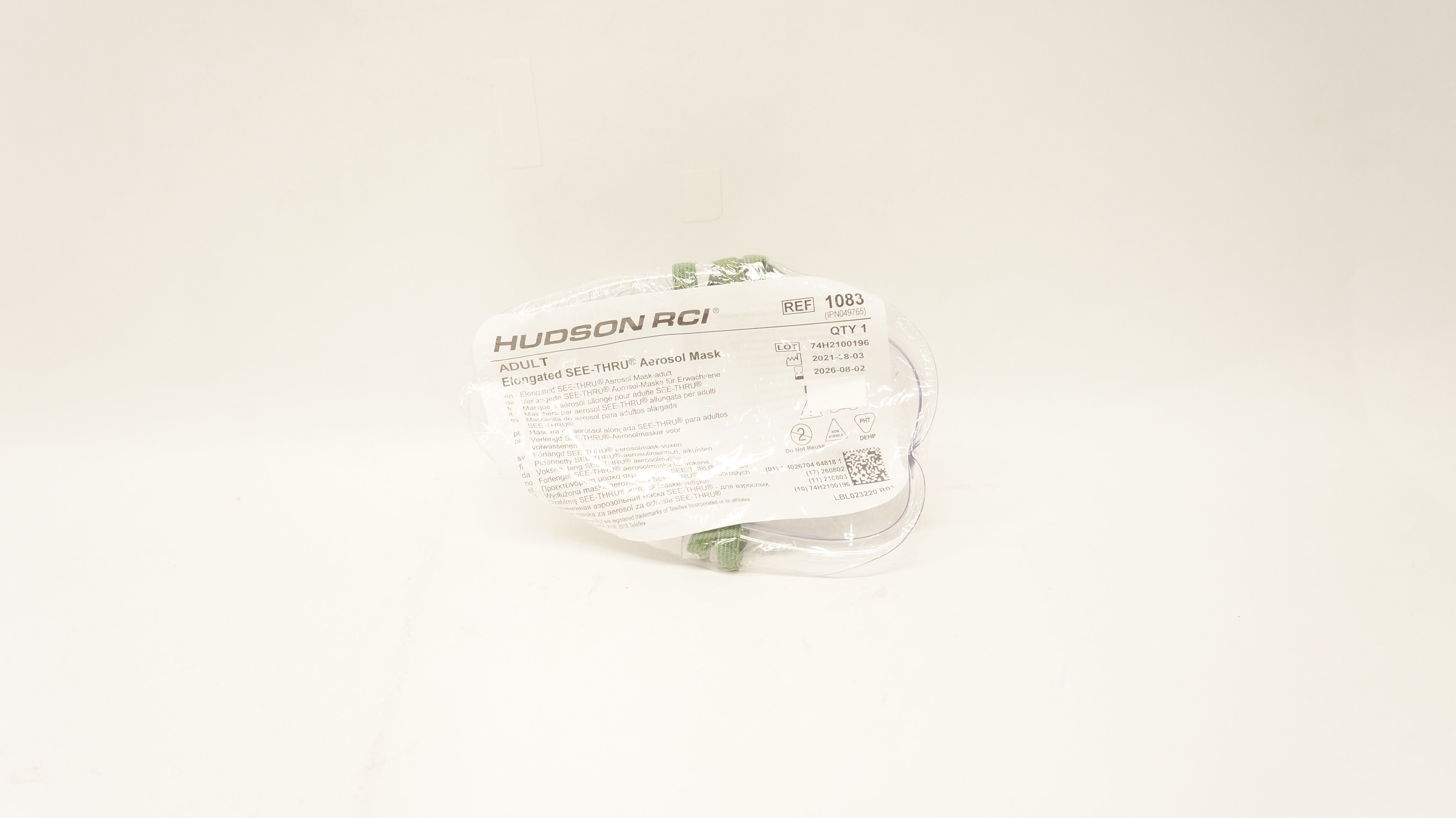 Hudson RCI 1083 Teleflex Elongated SEE-THRU Aerosol Mask Adult
