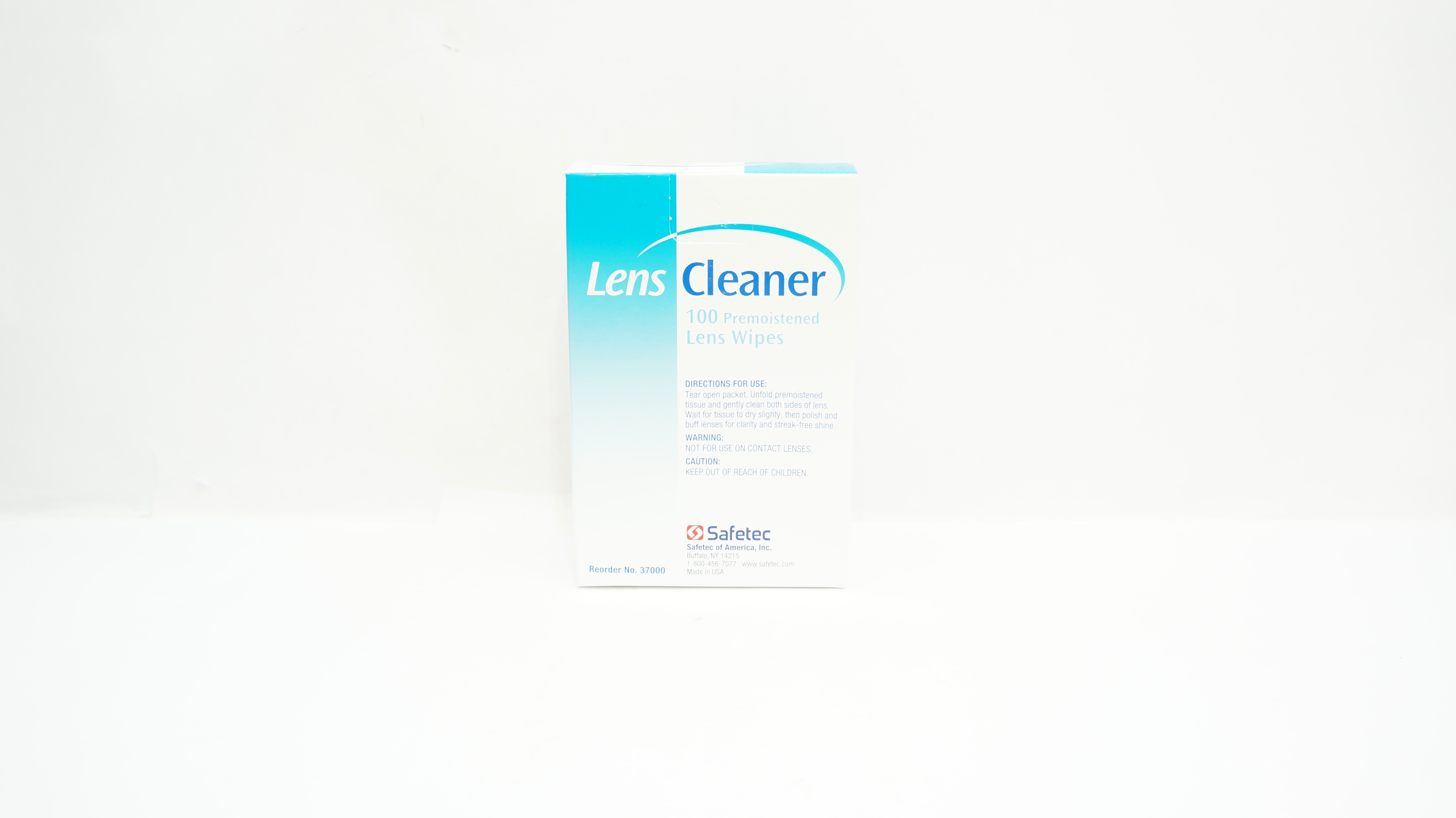 Safetec 37000 Lens Cleaner Premoistened Lens Wipes - Box of 90