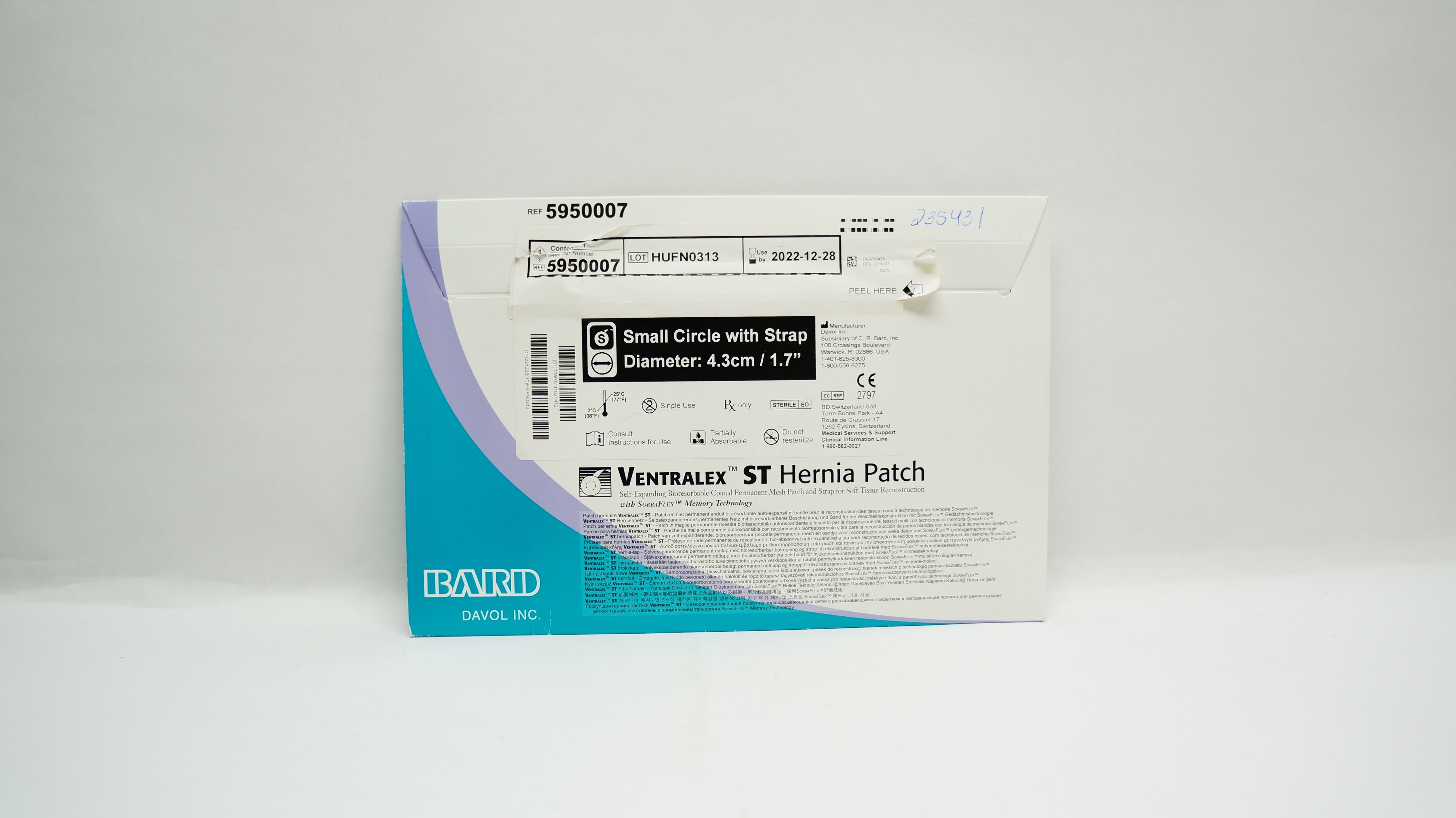 Bard 5950007 Davol Ventralex ST Hernia Patch,Small Circle with Strap 1.7inch (x)