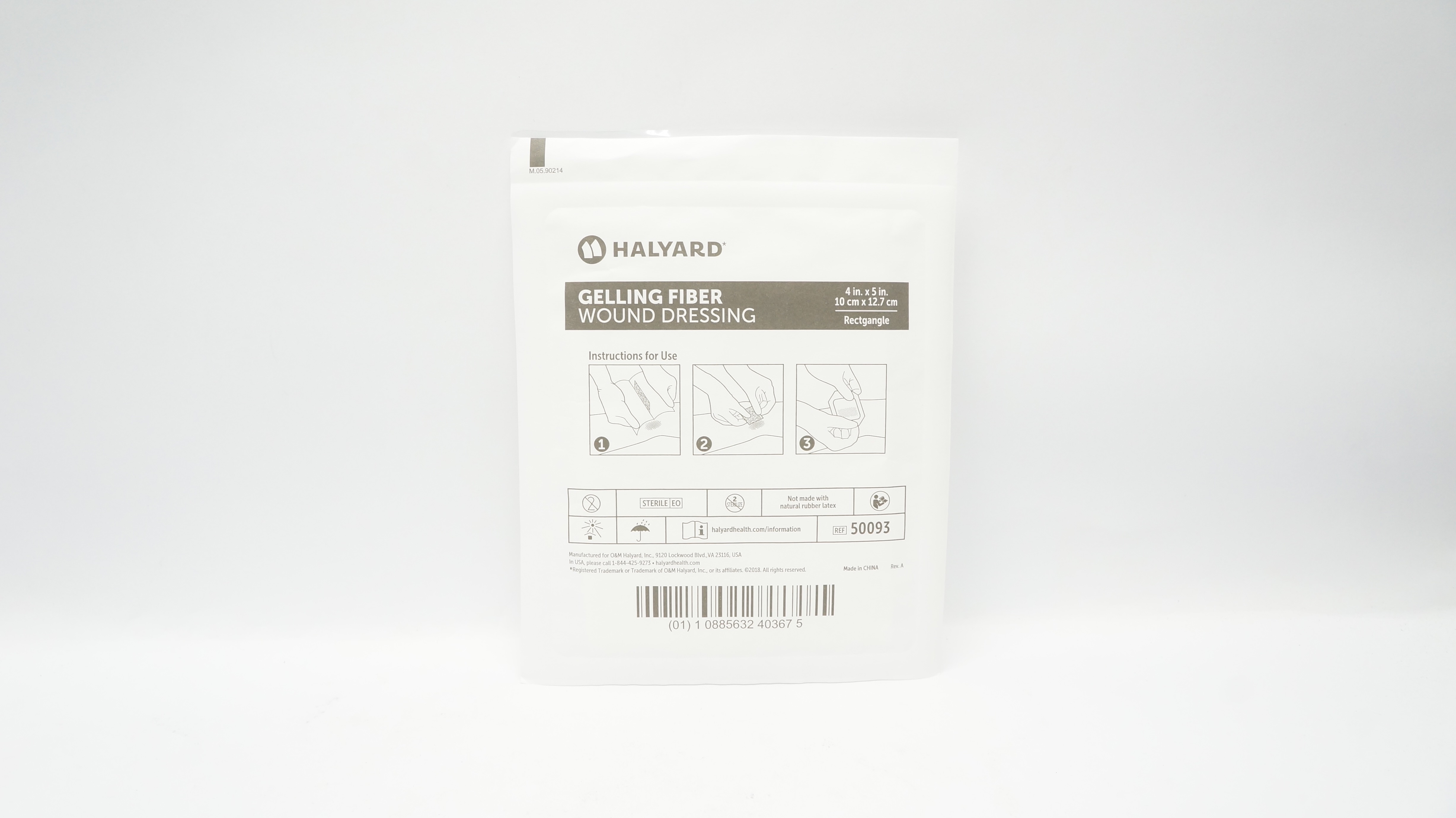 Halyard 50093 Gelling Fiber Wound Dressing 4inch x 5inch
