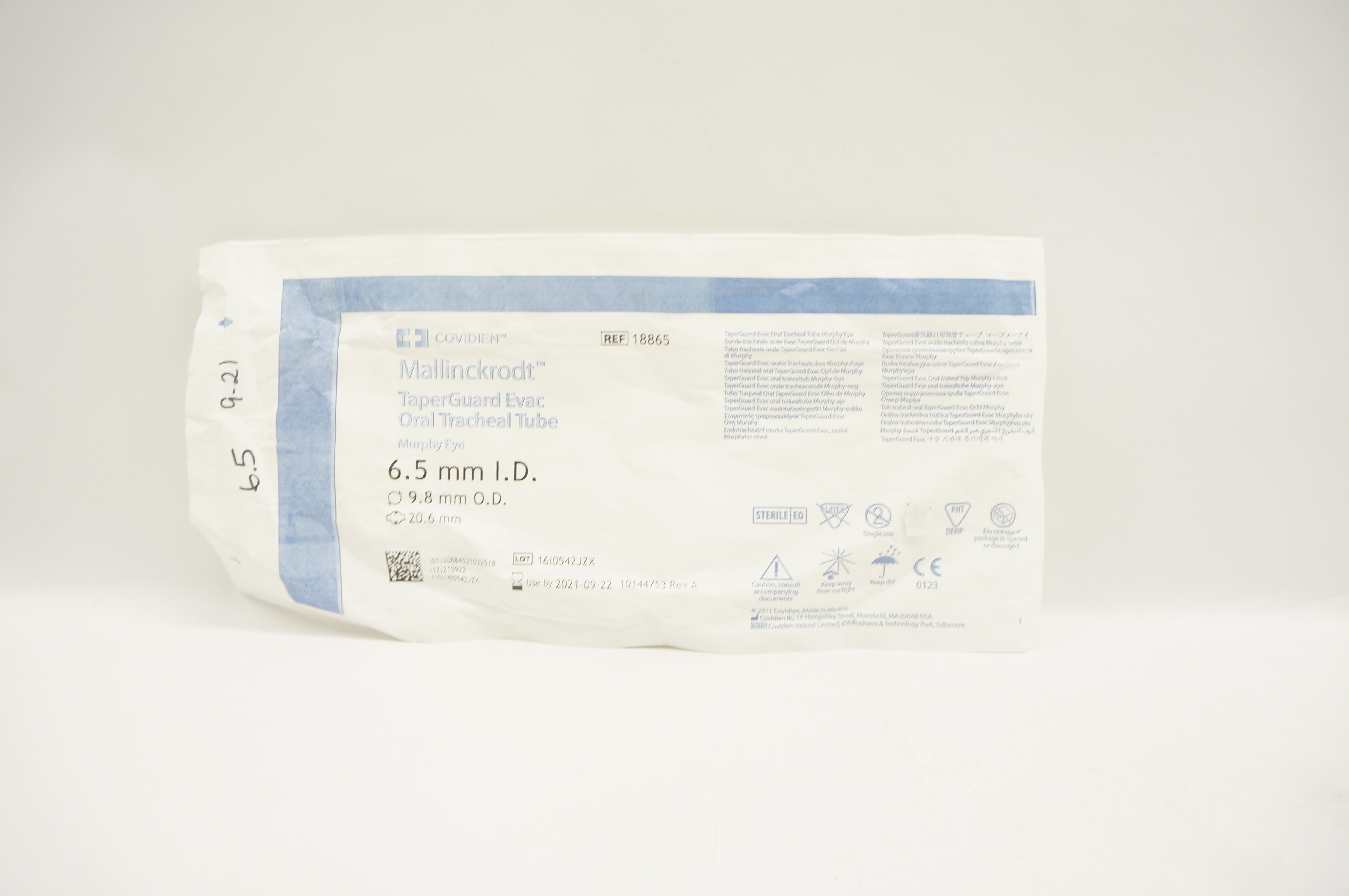 Covidien 18865 Mallinckrodt TaperGuard Evac Oral Tracheal Tube 6.5mm x 9.8mm (x)