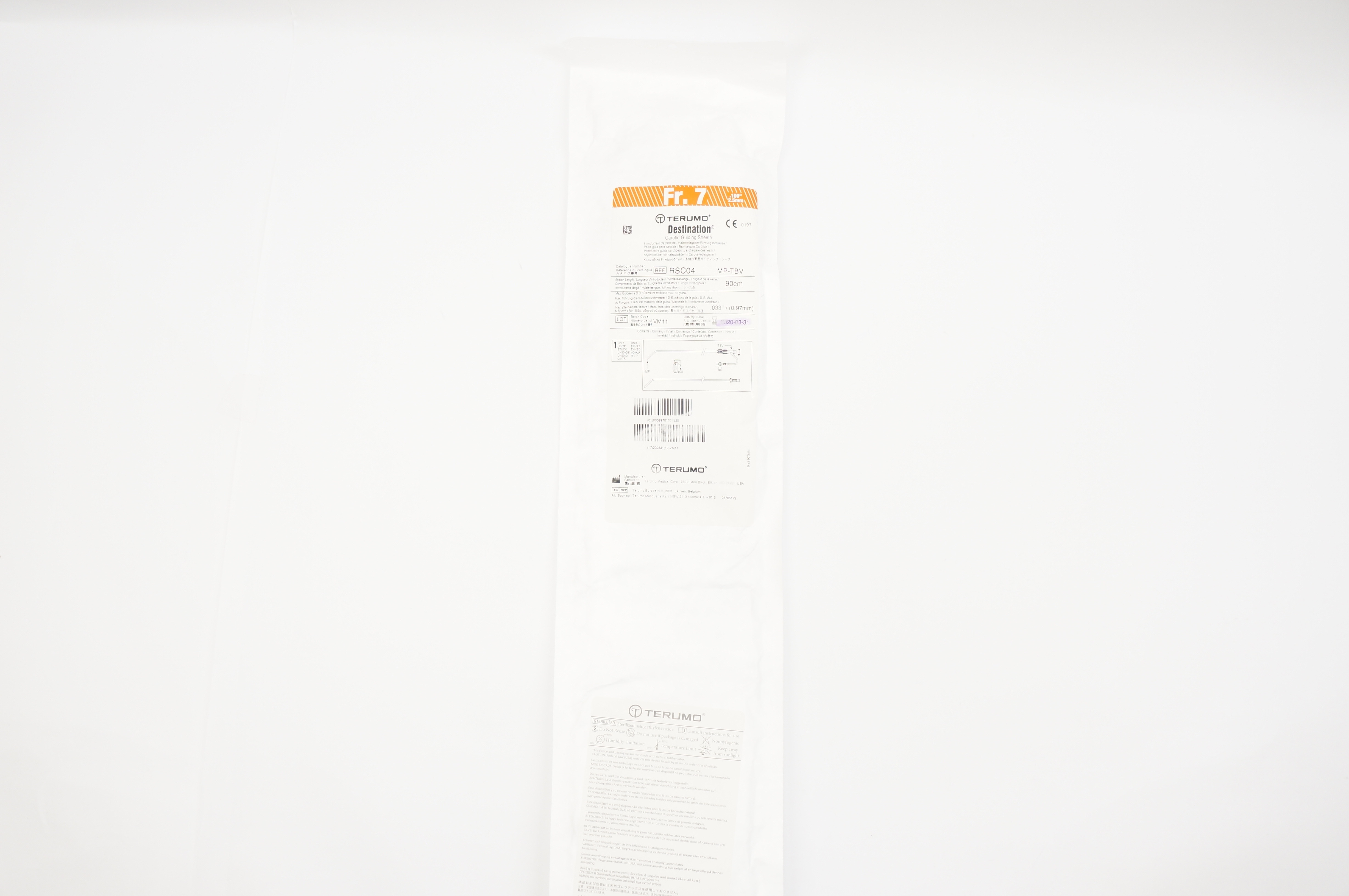 Terumo RSC04 Destination Carotid Guiding Sheath 7Fr. x 90cm x 0.038inch (x)
