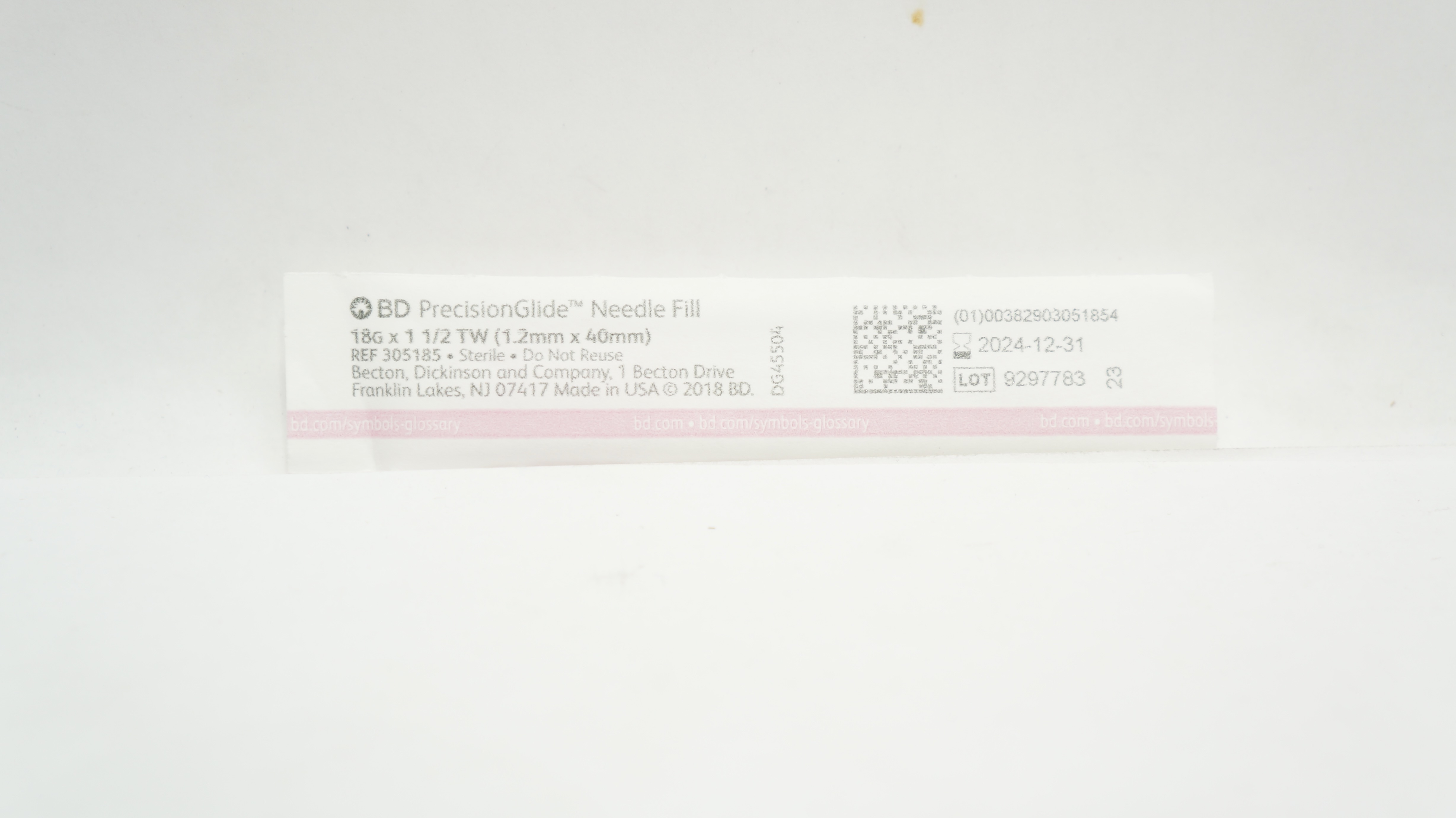 BD 305185 PrecisionGlide Ndle. Fill 18G TW x 1-1/2inch