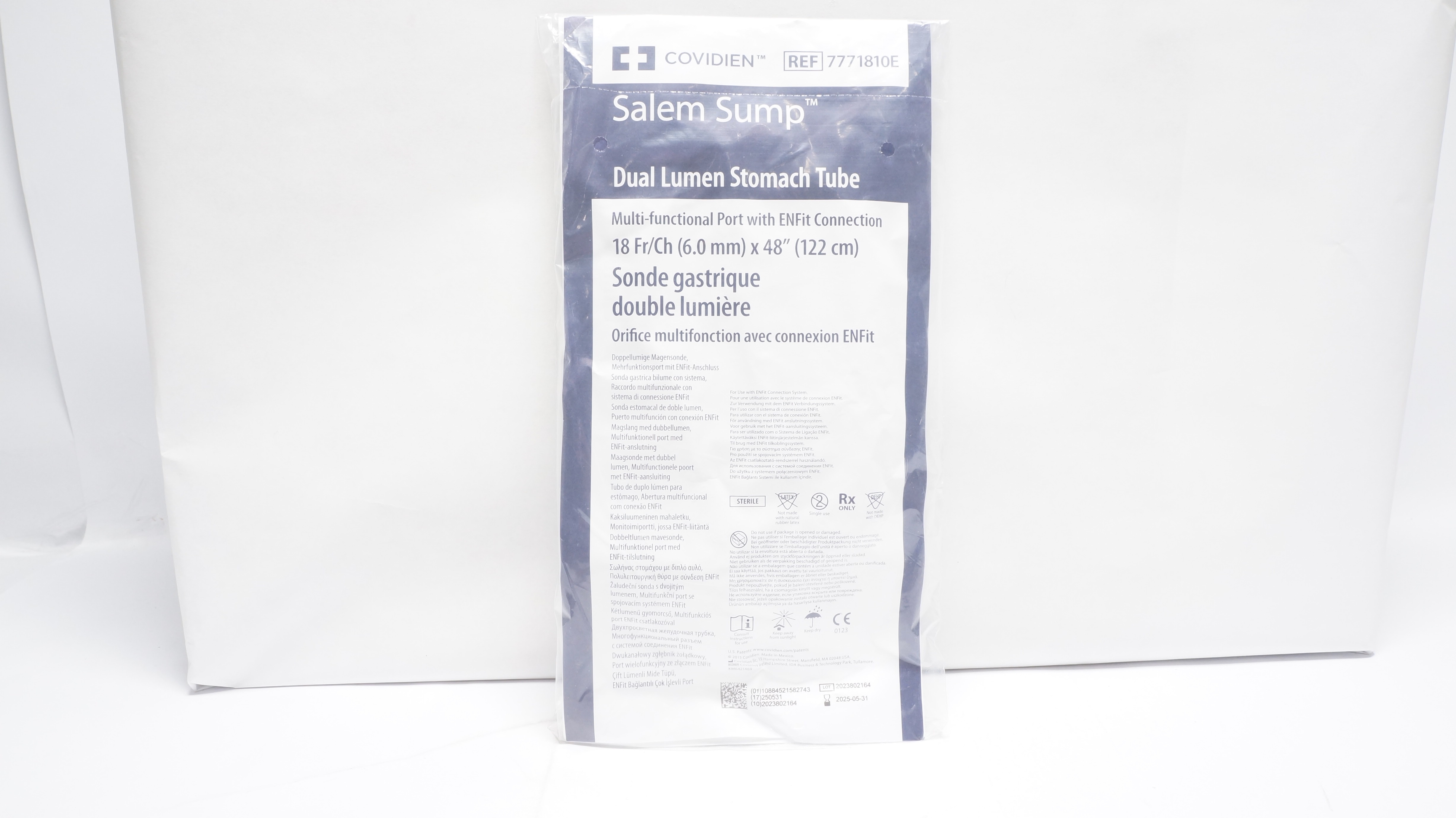 Covidien 7771810E Salem Sump Dual Lumen Stomach Tube 18Fr/Ch x 48inch (x)