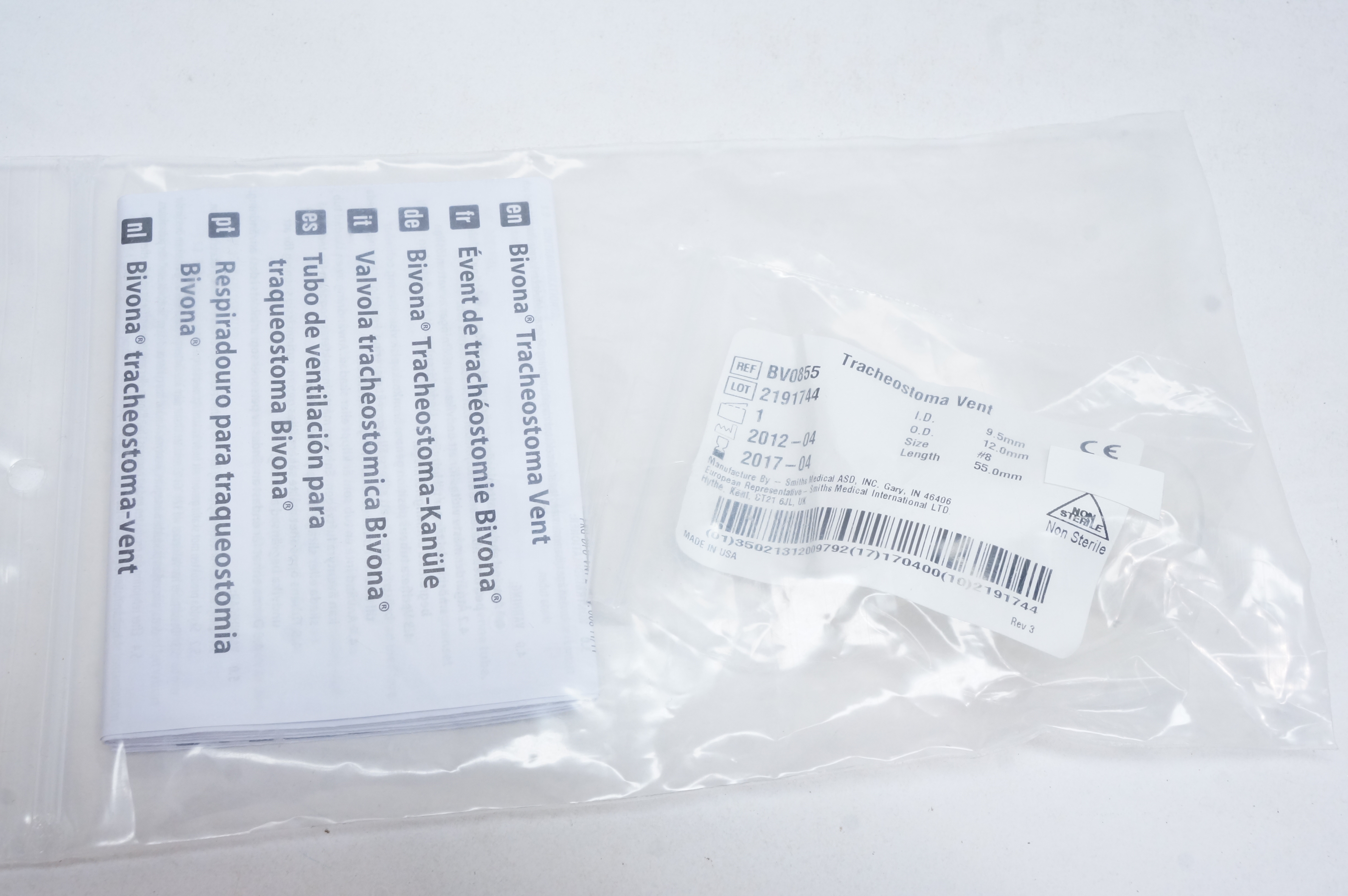 Smiths Medical BV0855 Tracheostoma Vent 9.5mm x 12.0mm, Size 8 (x)