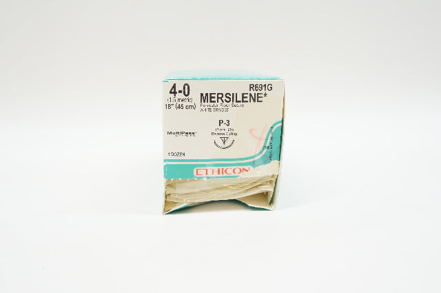 Ethicon R691G 4-0 MERSILENE, P-3, 13mm 3/8c, 18inch (x) - Box of 12