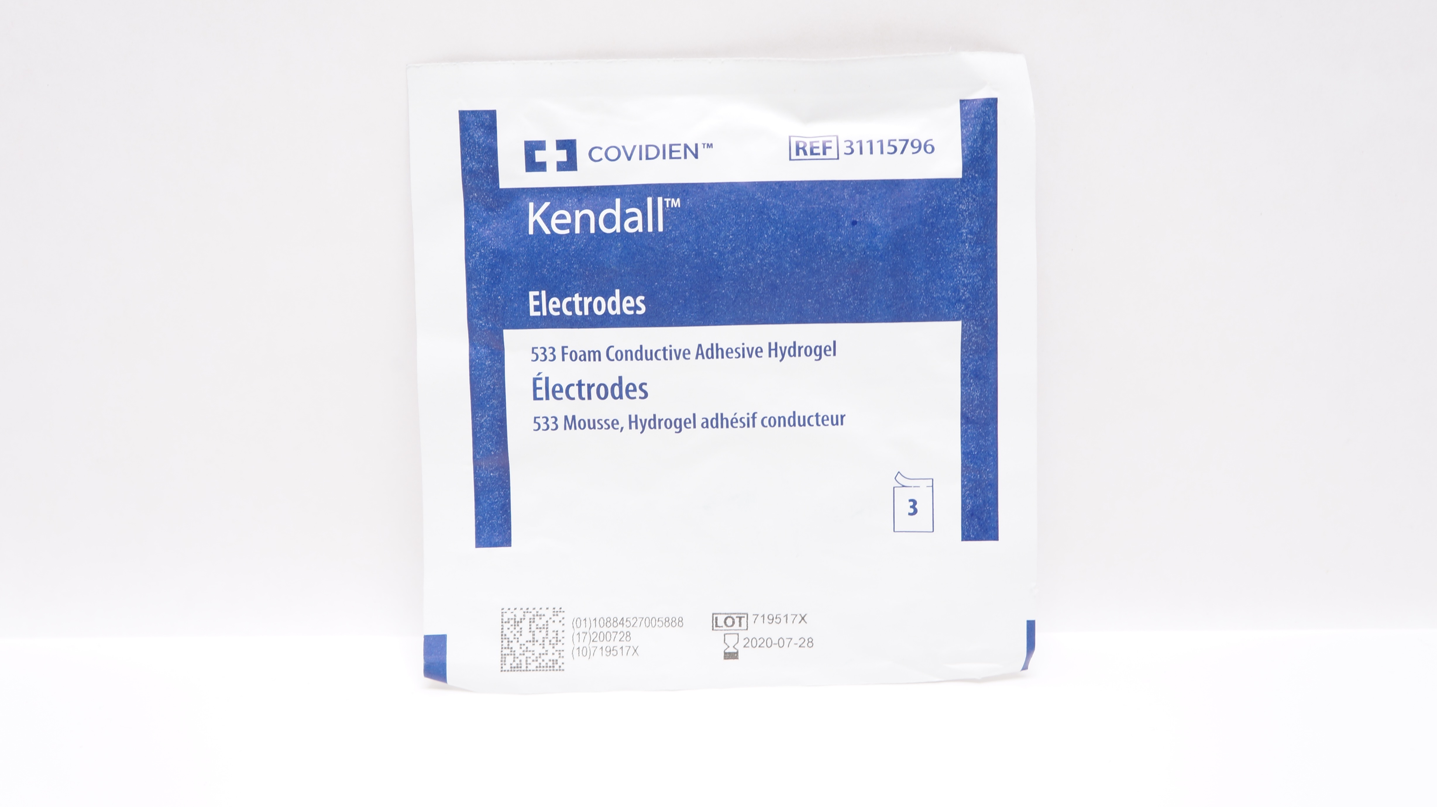 Covidien 31115796 Kendall 533 Foam Electrodes Adhesive Hydrogel - Pack of 3 (x)