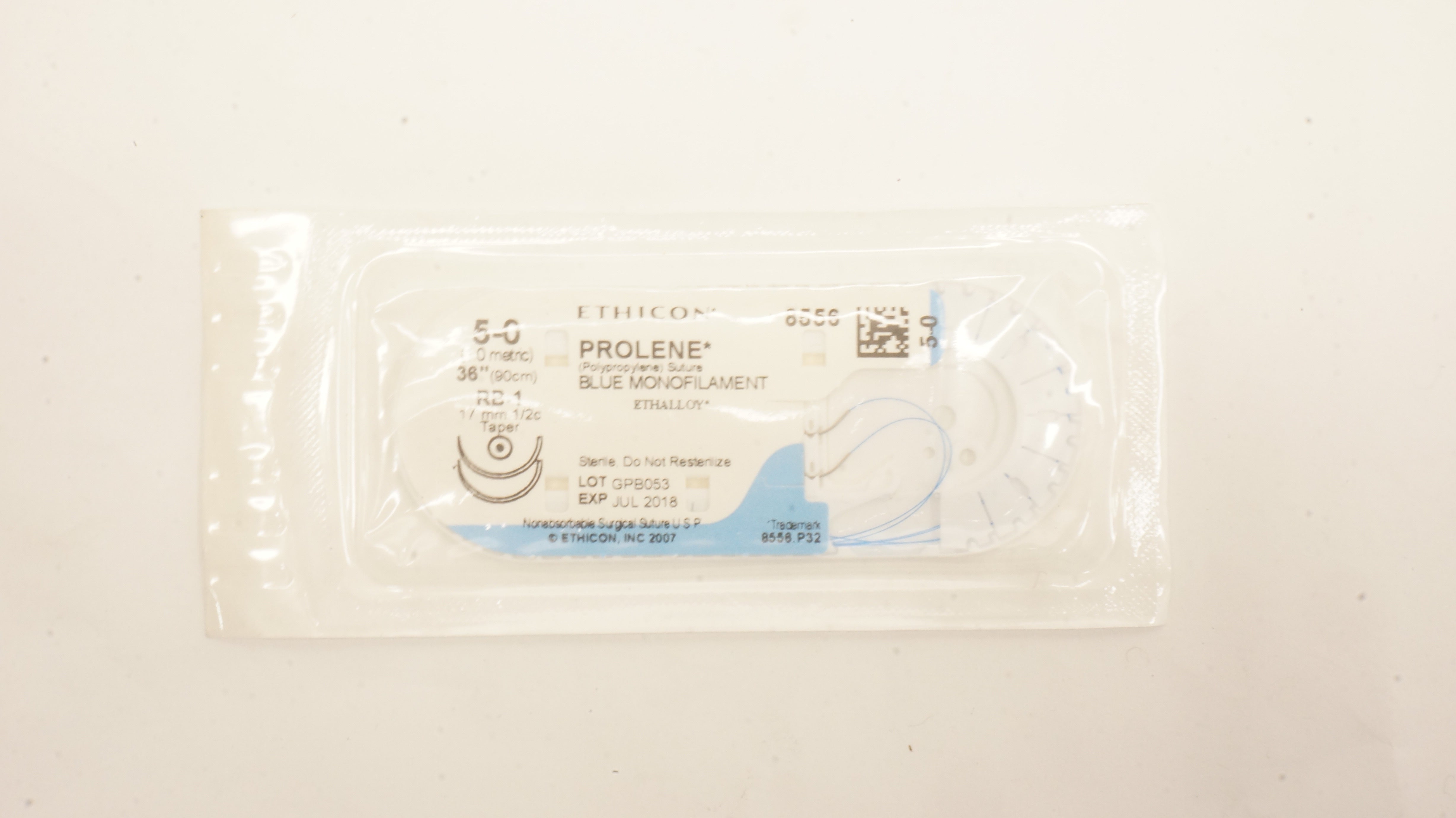 Ethicon 8556 5-0 PROLENE Polypropylene Stre RB-1, 17mm 1/2c Taper, 36inch (x)