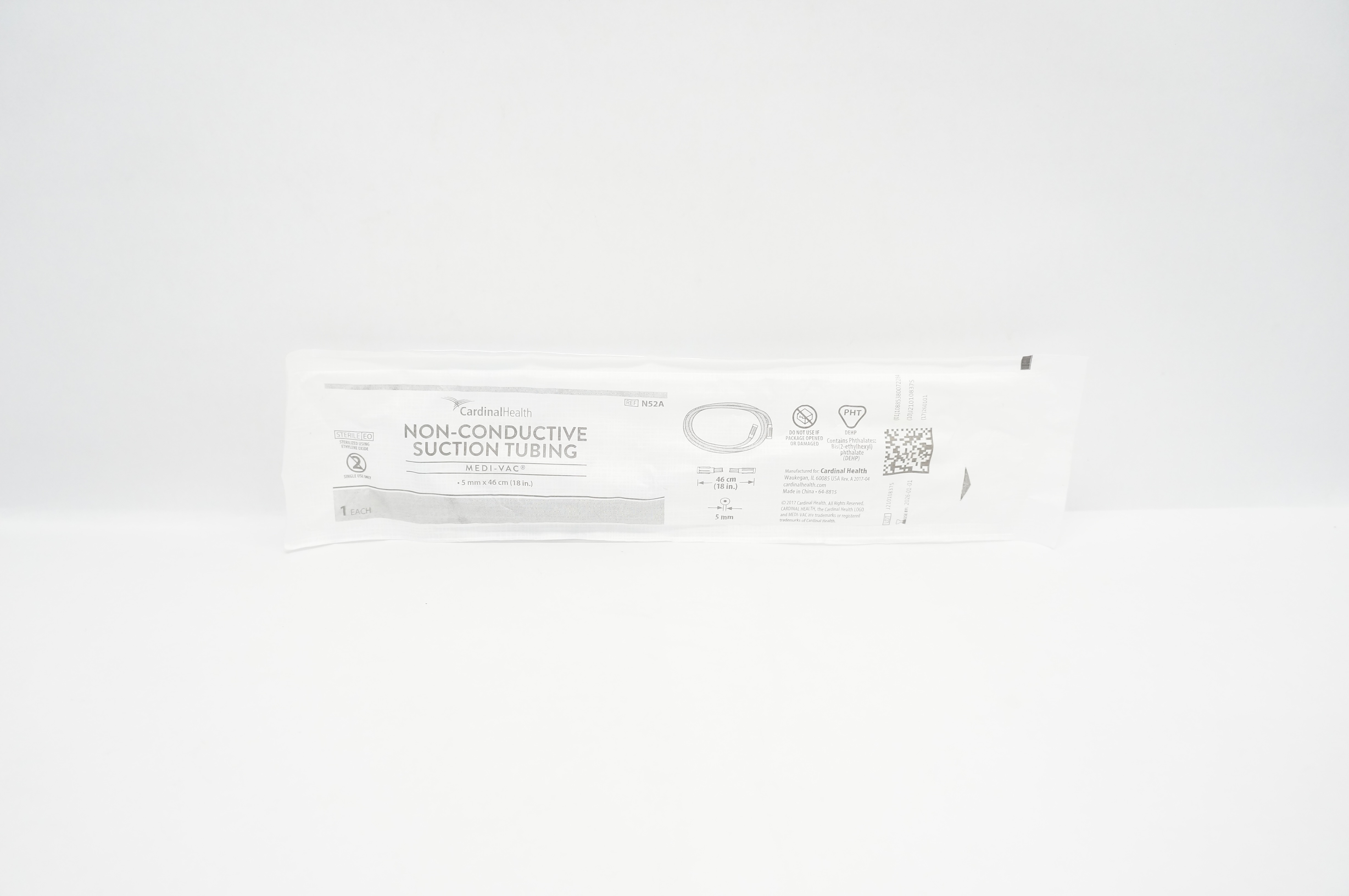 Cardinal Health N52A Medi-Vac Non-Conductive Suction Tubing 5mm x 18inch