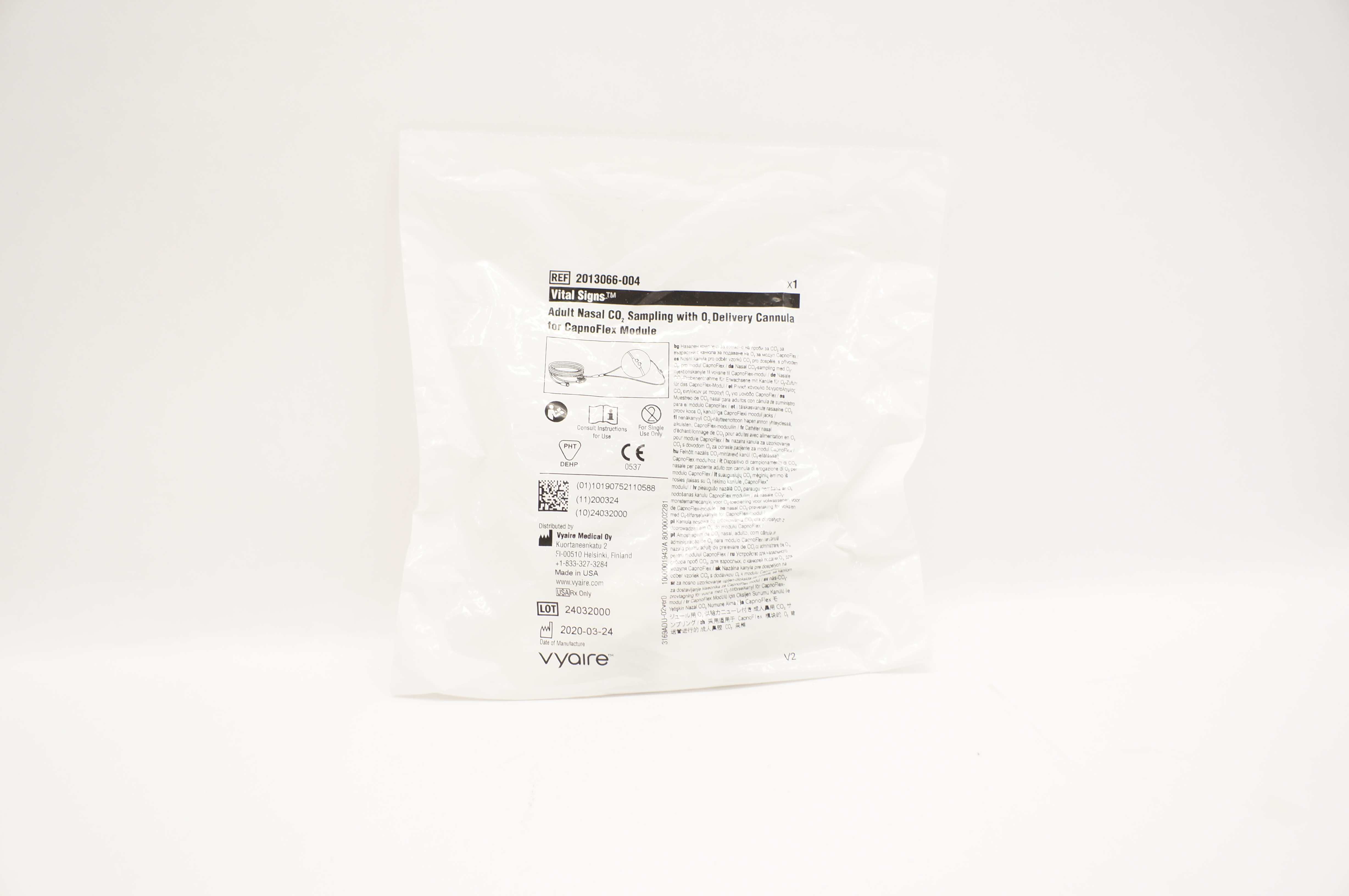 Vyaire 2013066-004 Vital Sings Adult Nasal CO2 Sampling W/O2 Delivery Cannula
