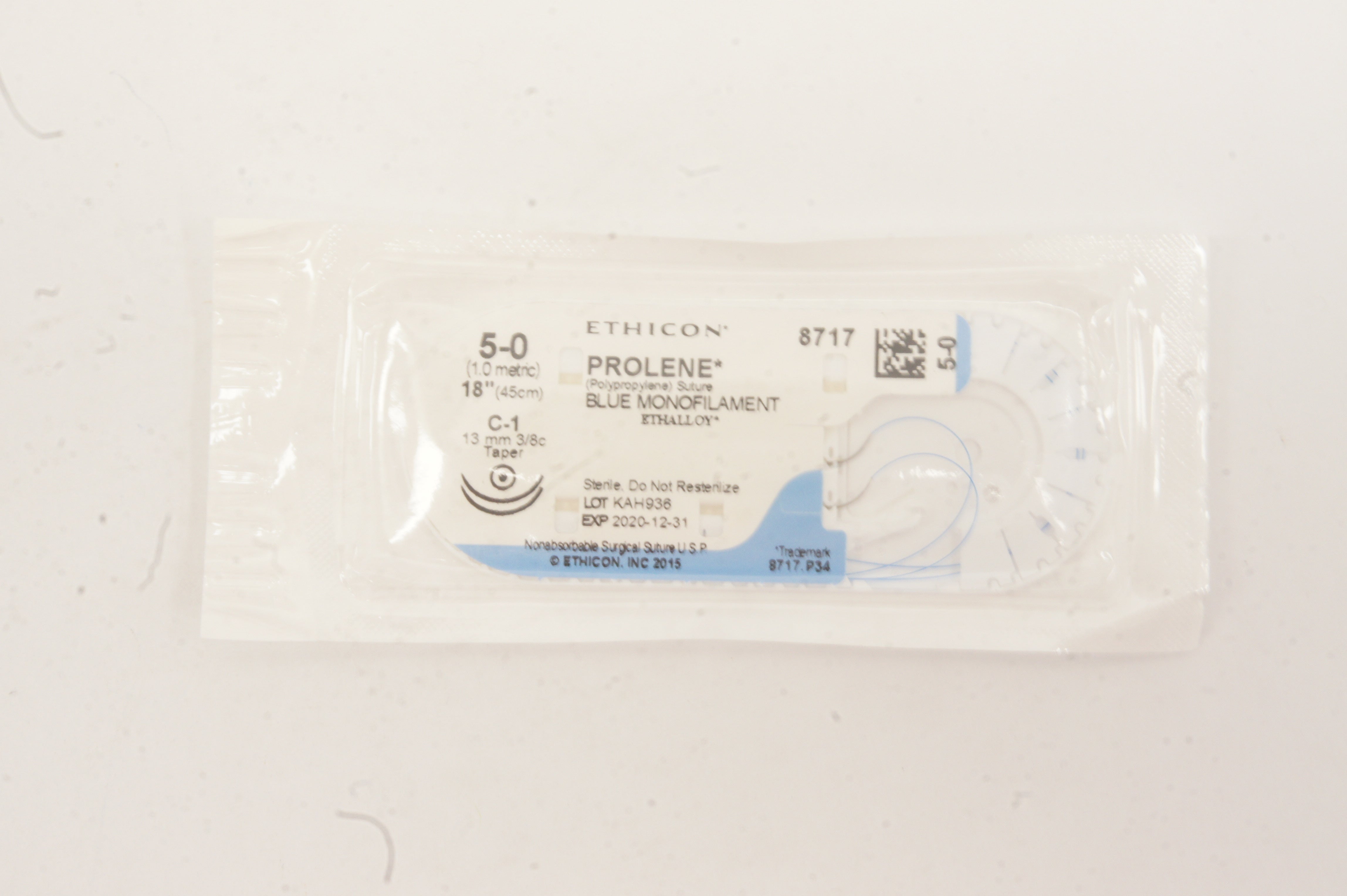 Ethicon 8717 5-0 PROLENE, C-1, 13mm 3/8c Taper, 18inch (x)
