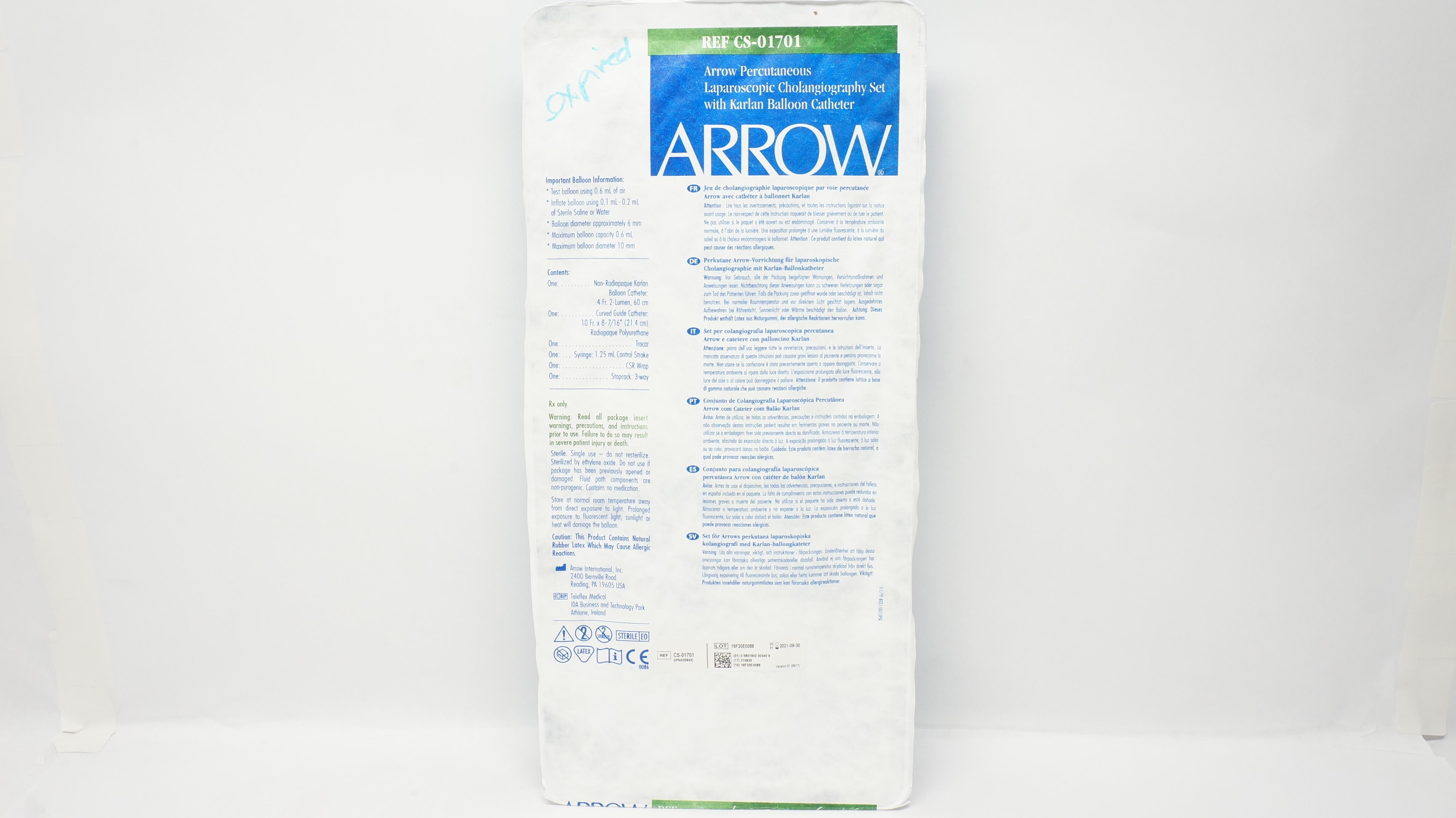 Arrow CS-01701 Percutaneous Laparoscopic Cholangiography Set Karlan Ballon (x)