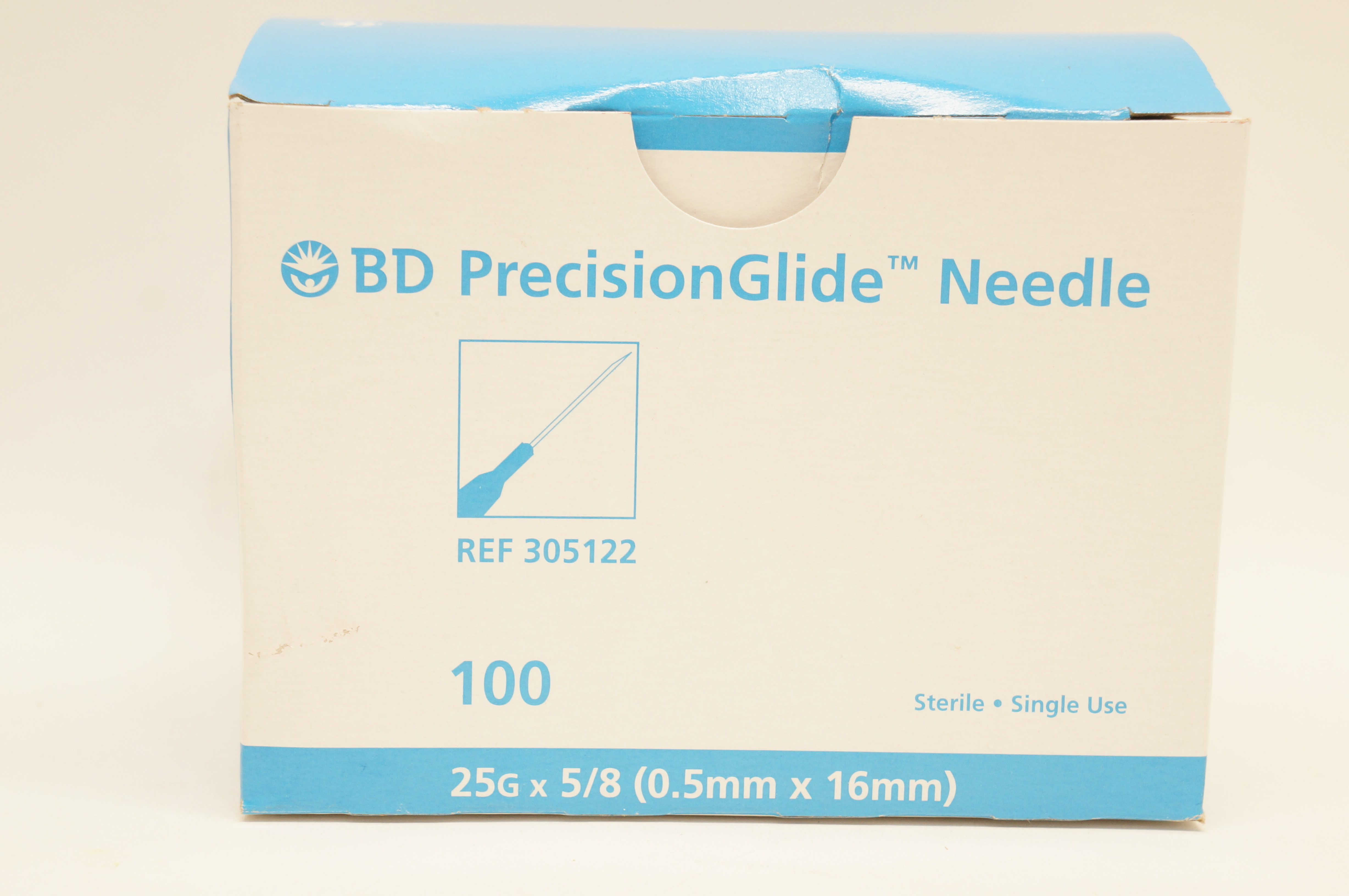BD 305122 Precision Glide Ndle 25G x 5/8inch - Box of 100