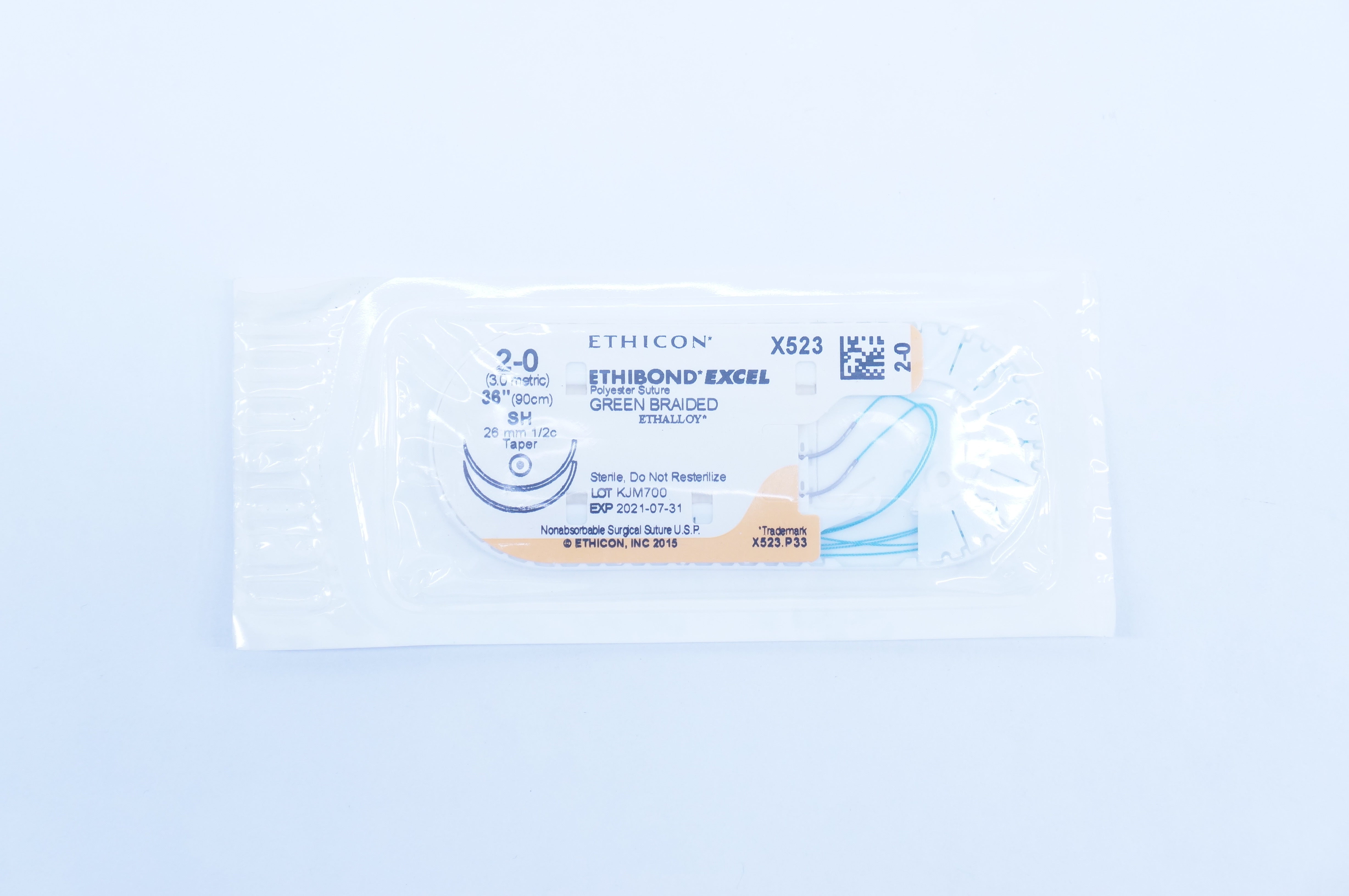 Ethicon X523 2-0 Ethibond Excel SH 26mm 1/2c Taper, 36inch (x)