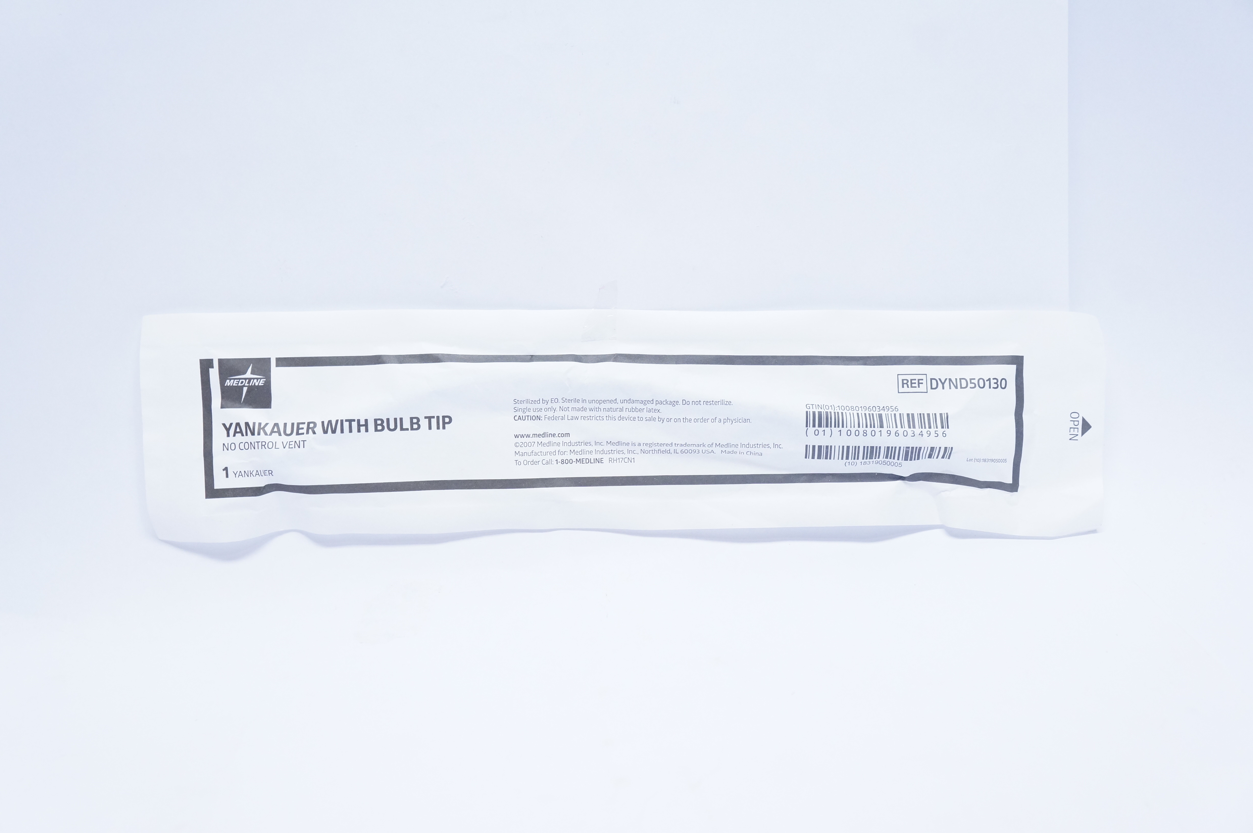 Medline DYND50130 Yankauer With Bulb Tip, No Control Vent