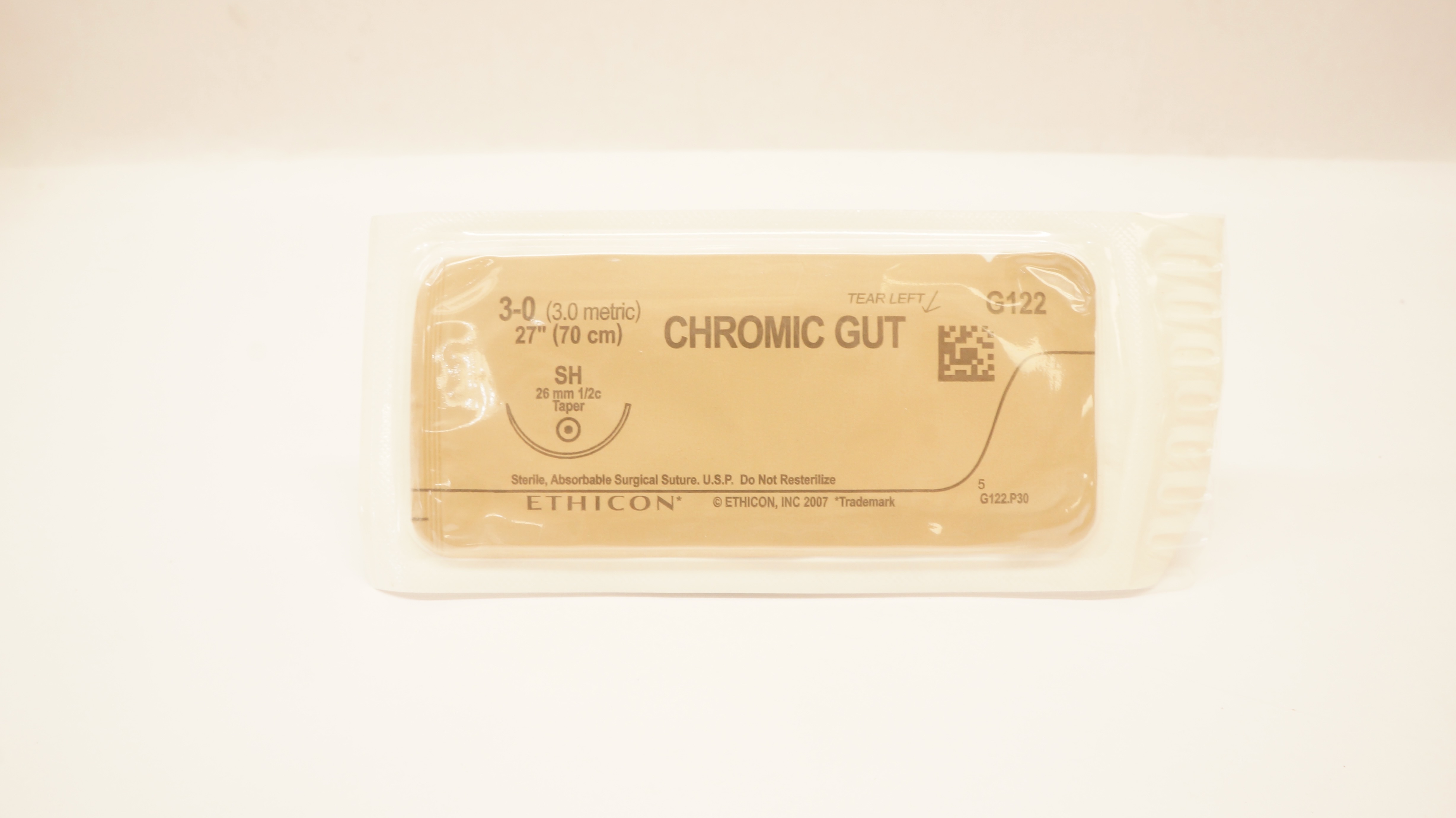 Ethicon G122 3-0 Chromic Gut SH 26mm 1/2c Taper 27inch (x)