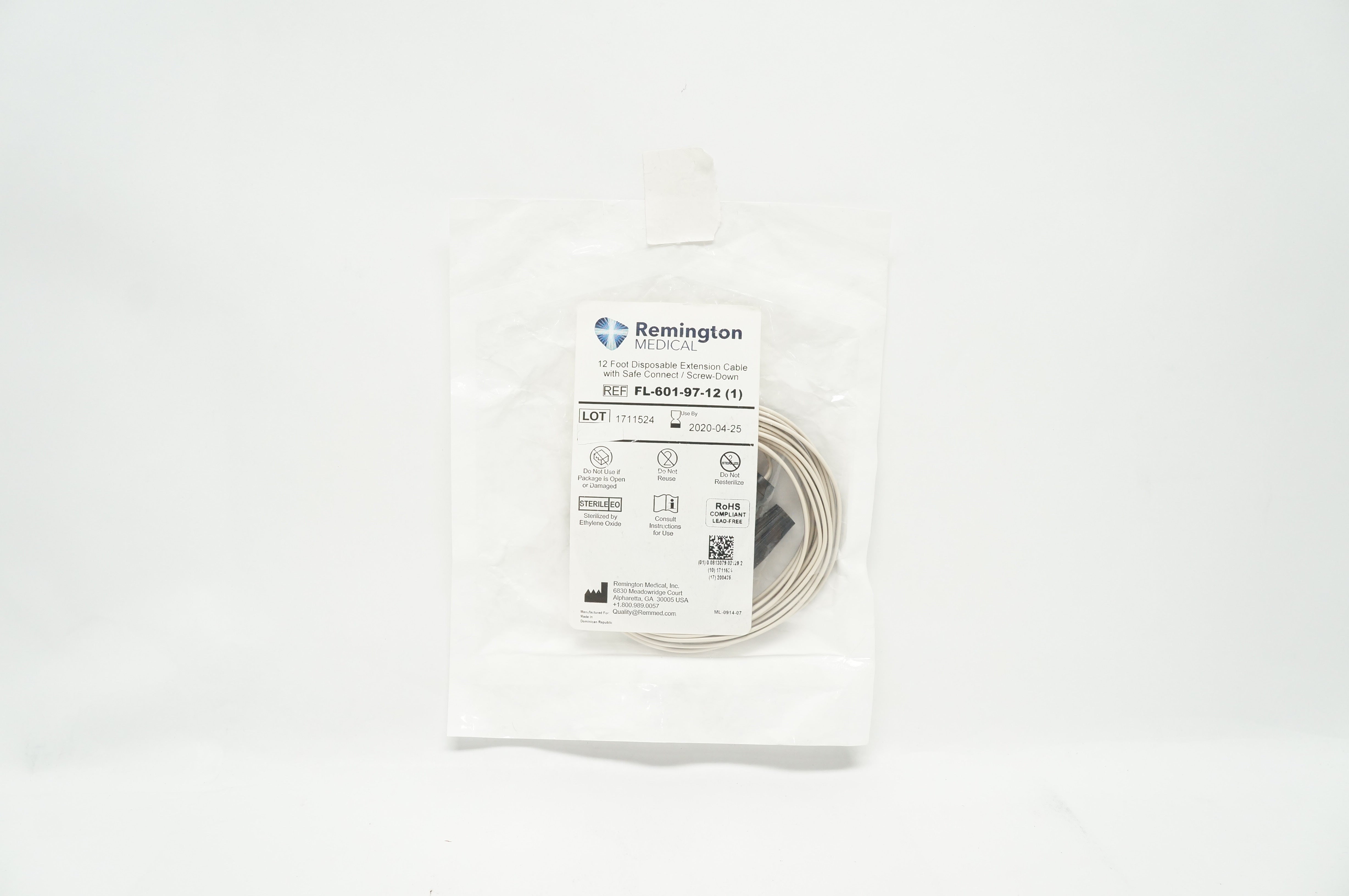 Remington FL-601-97-12 Extension Cable W/Safe Connect / Screw-Down 12Foot (x)