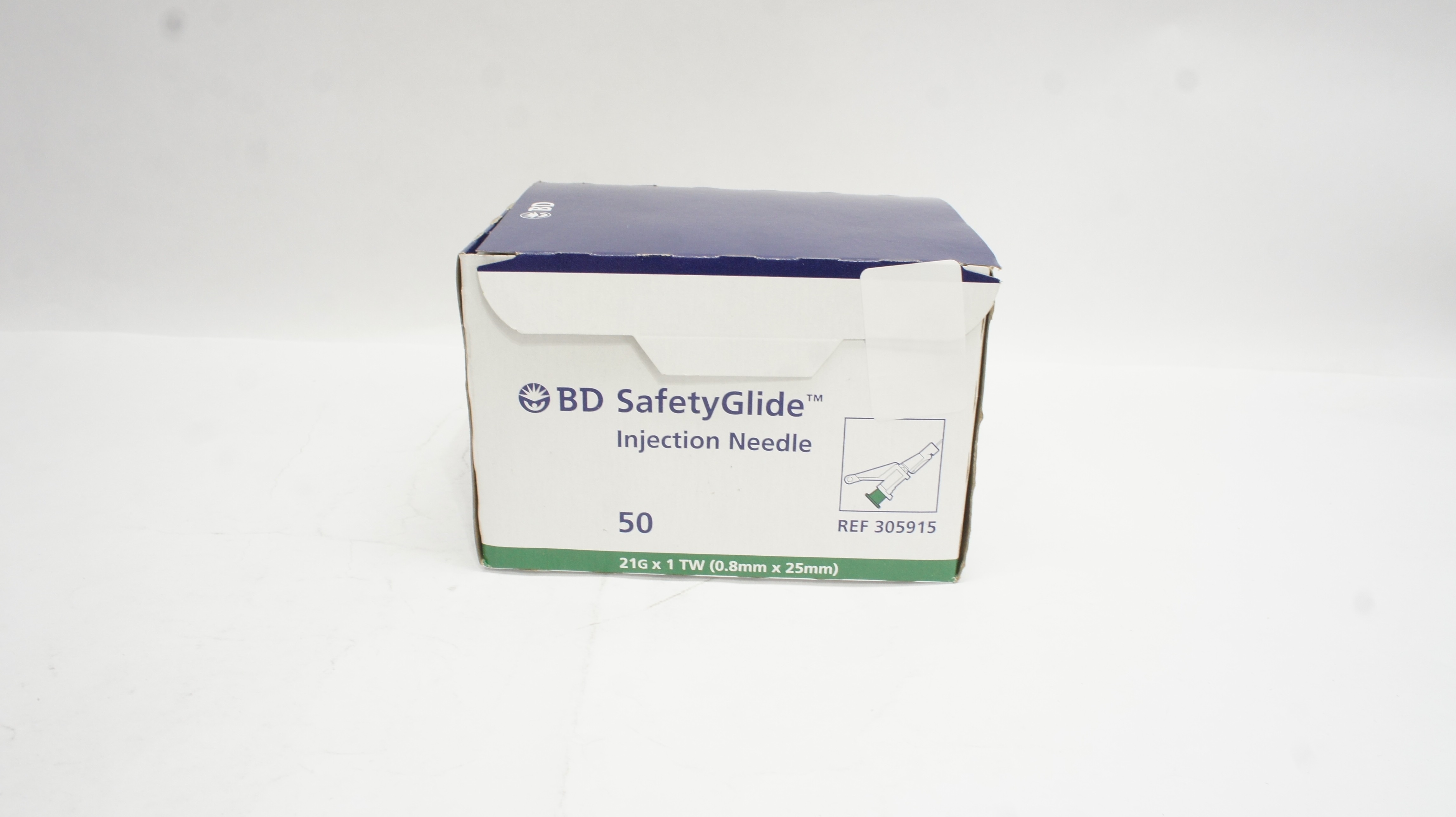 BD 305915 Safety Glide Injection Ndle 21G x 1 TW - Box of 50