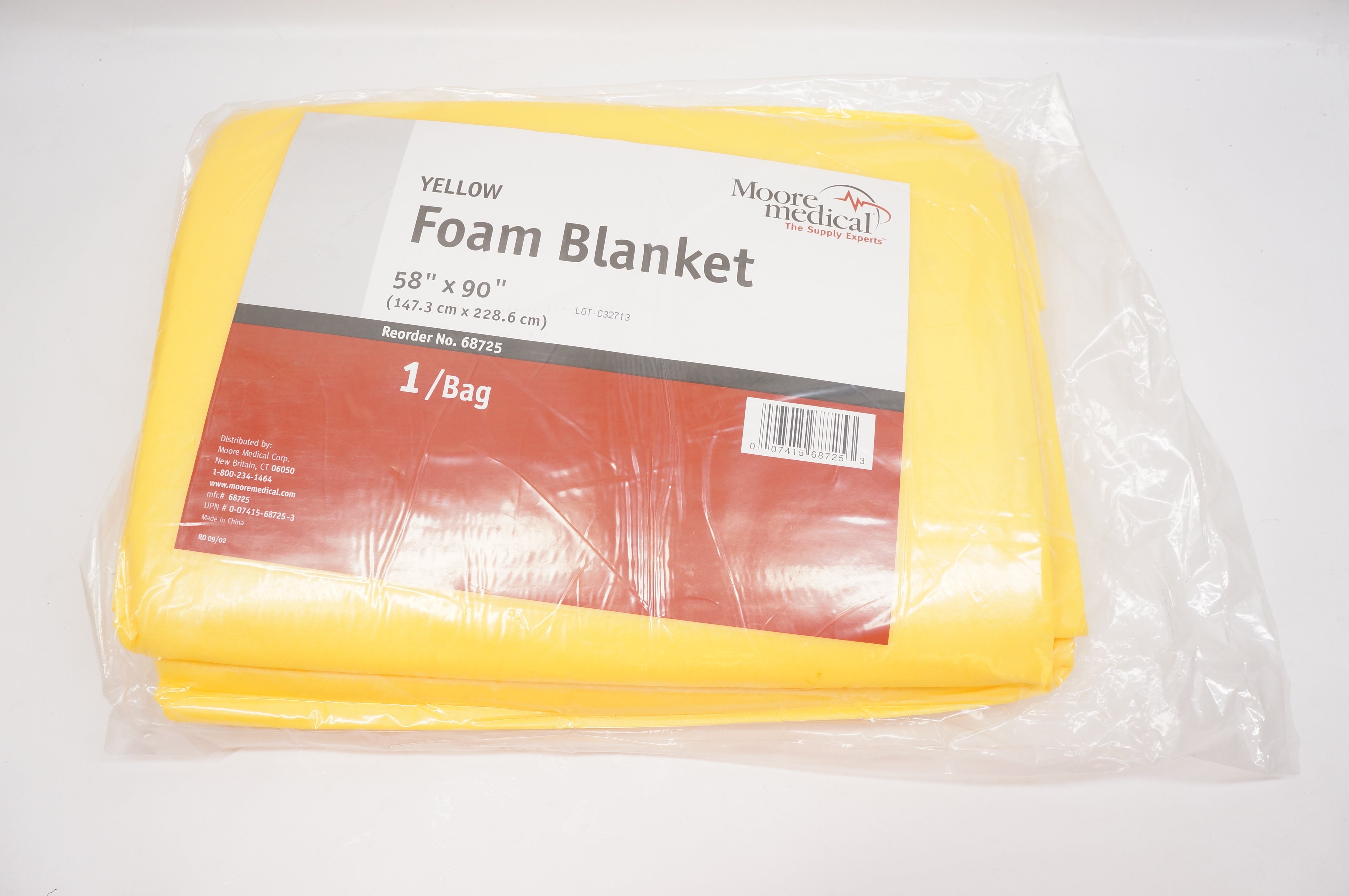 Moore Medical 68725 Yellow Foam Blanket 58inch x 90inch