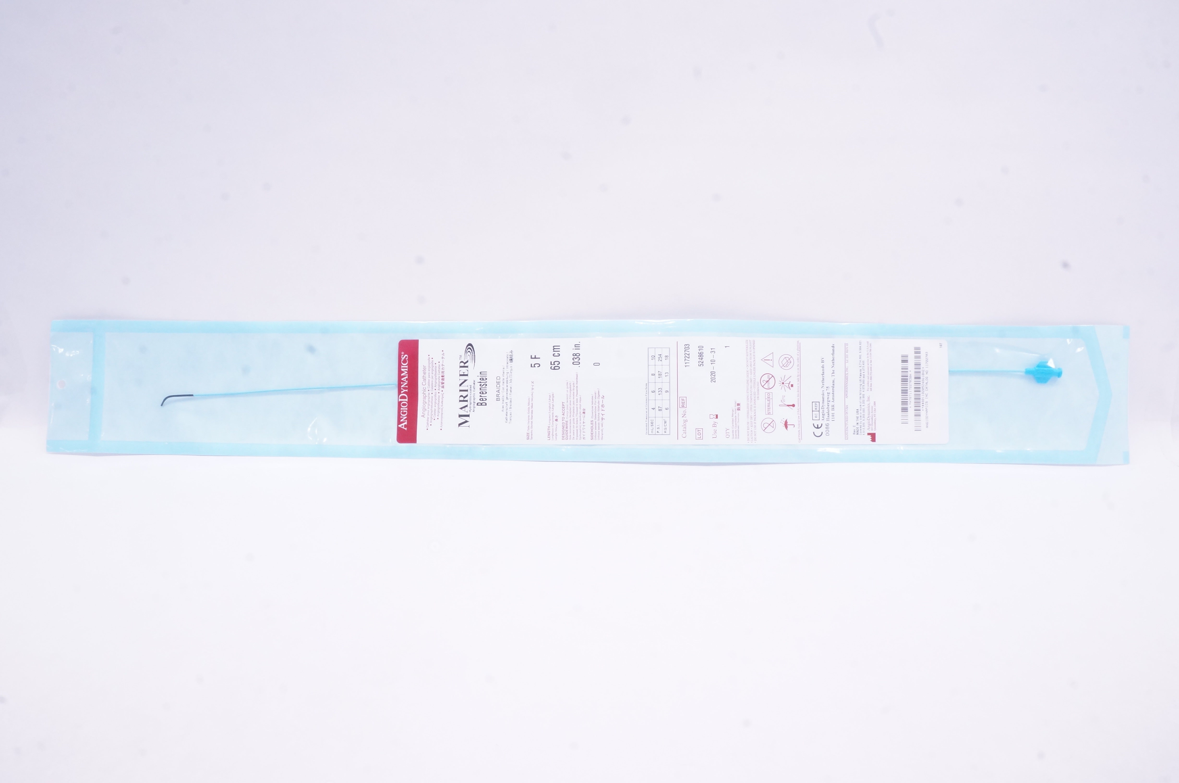 AngioDynamics 11722703 Mariner Berenstein Angiographic Cath. 5Fx65cmx.038inch(x)
