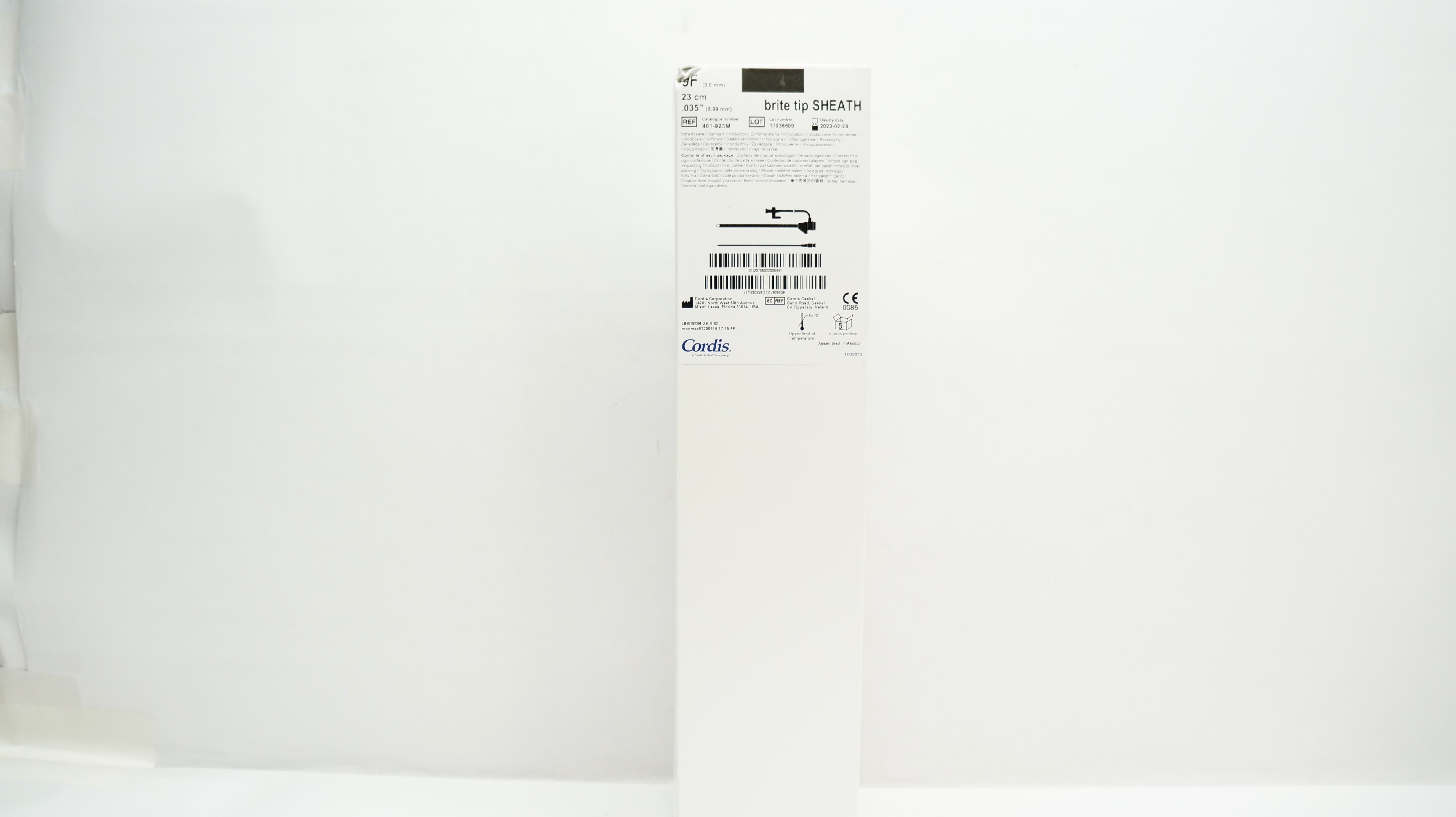 Cordis 401-923M Brite Tip Sheath Introducer 9F x 23cm x .035inch (x)