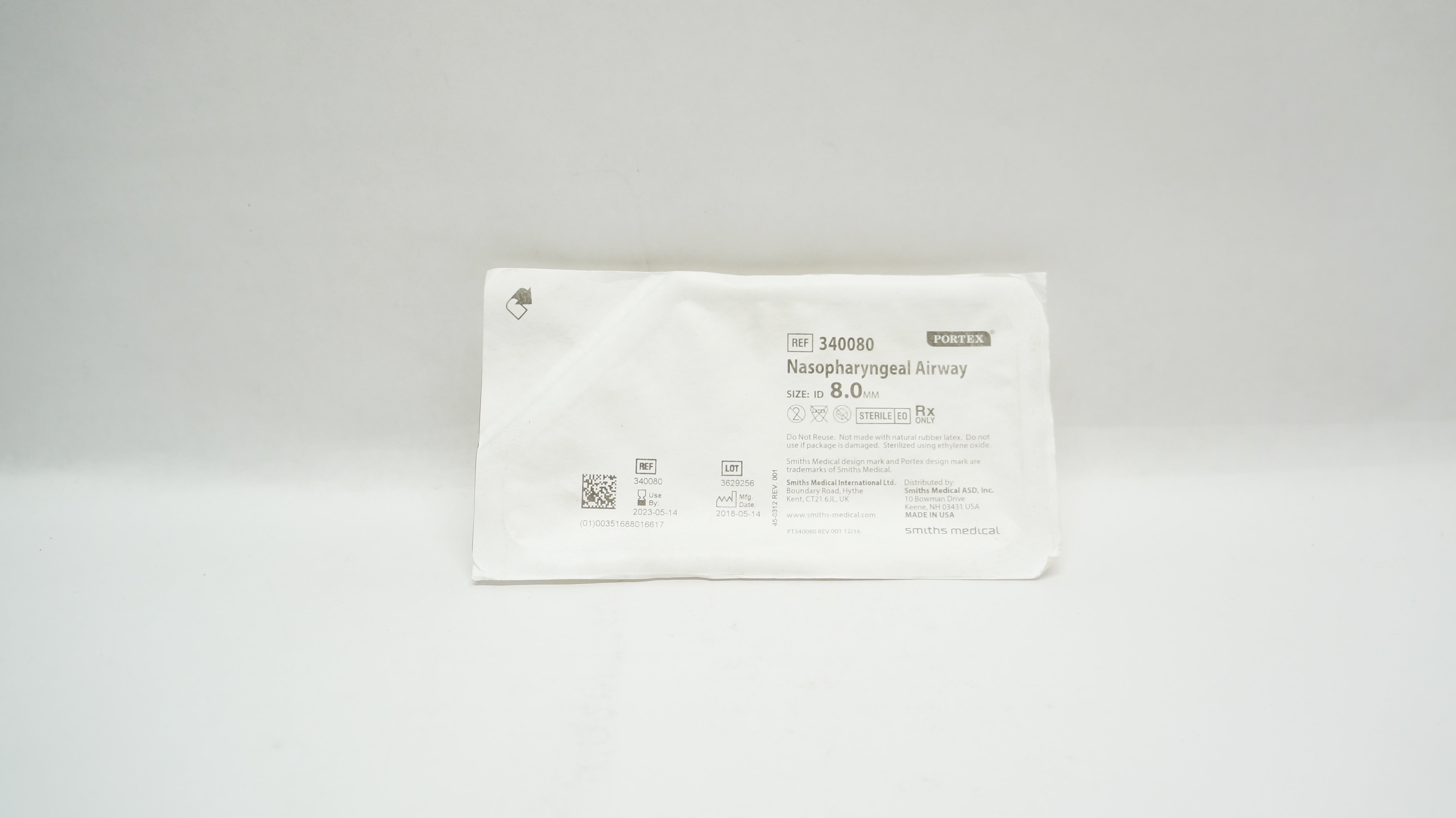 Smiths Medical 340080 Portex Nasopharyngeal Airway 8.0mm