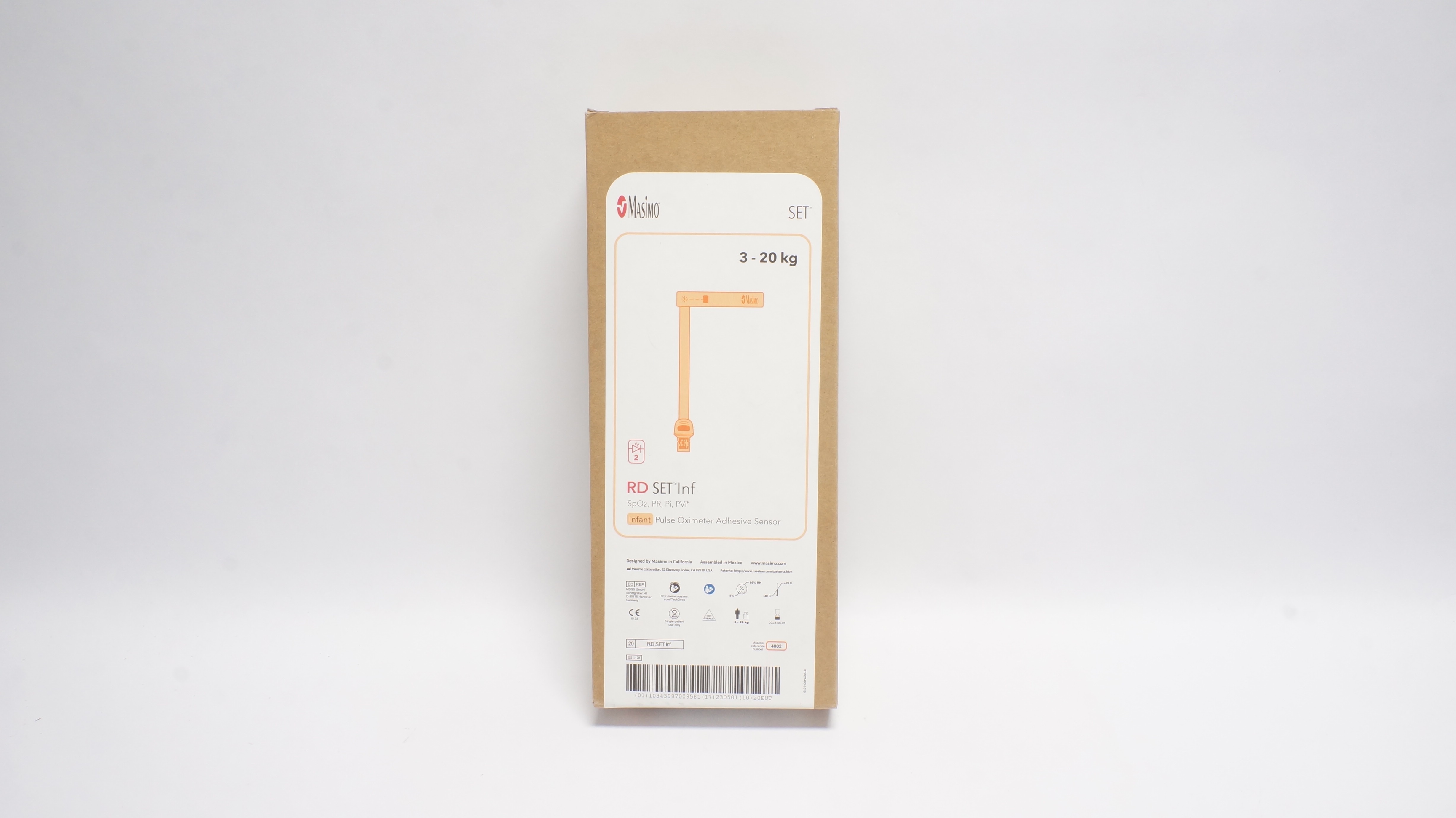 Masimo 4002 RD SET Infant Pulse Oximeter Adhesive Sensor 3-20kg - Box of 20 (x)