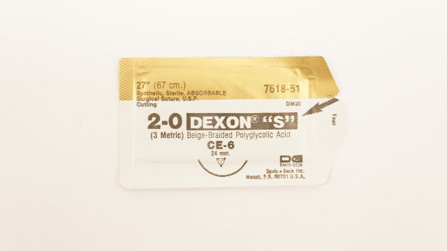 Davis+Geck 7618-51 2-0 DEXON S Polyglycolic Acid Surgical Stre CE-6 24mm, 27inch