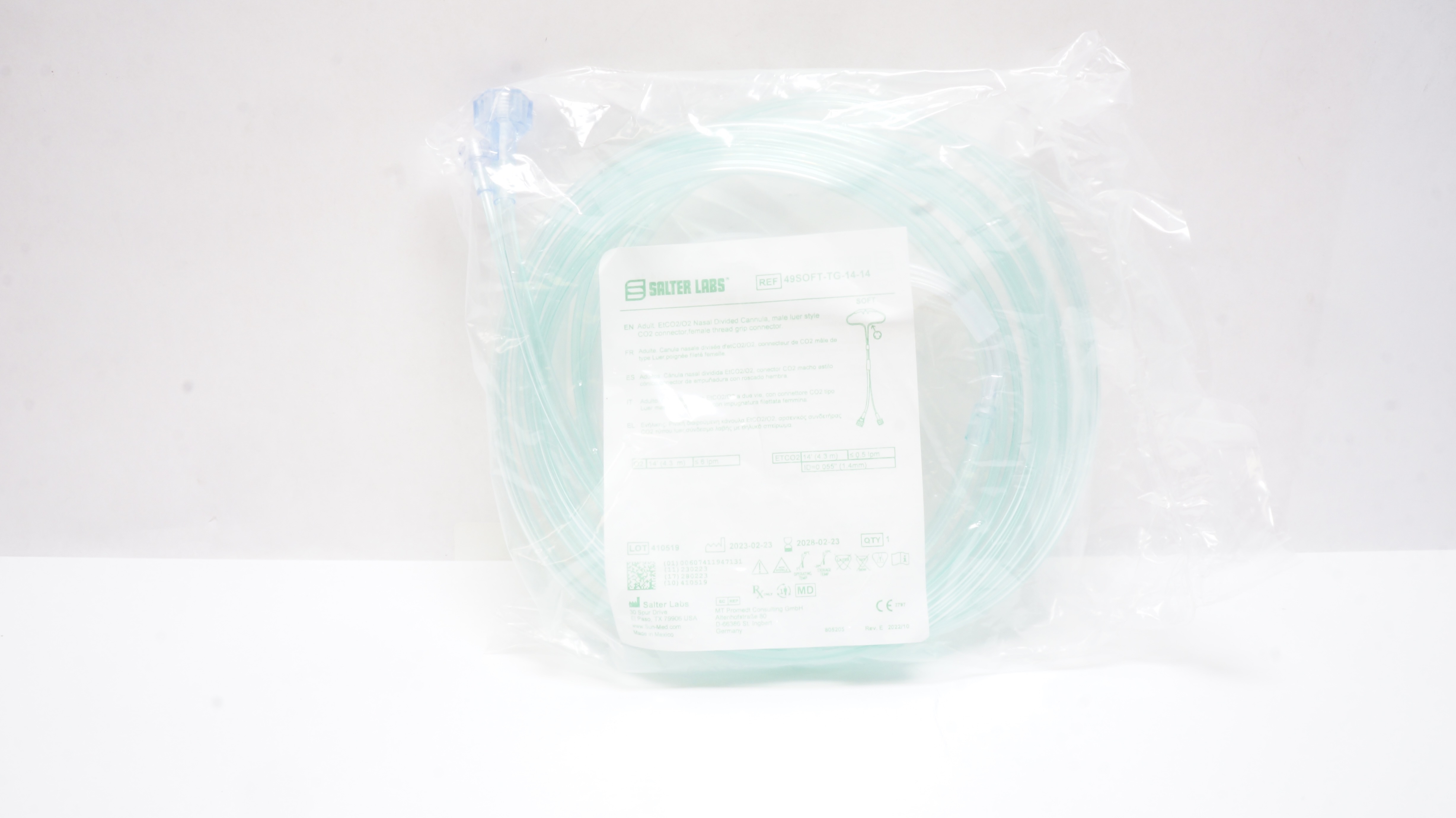 Salter Labs 49SOFT-TG-14-14 Adult EtCO2/O2 Nasal Divided Cannula, Connector