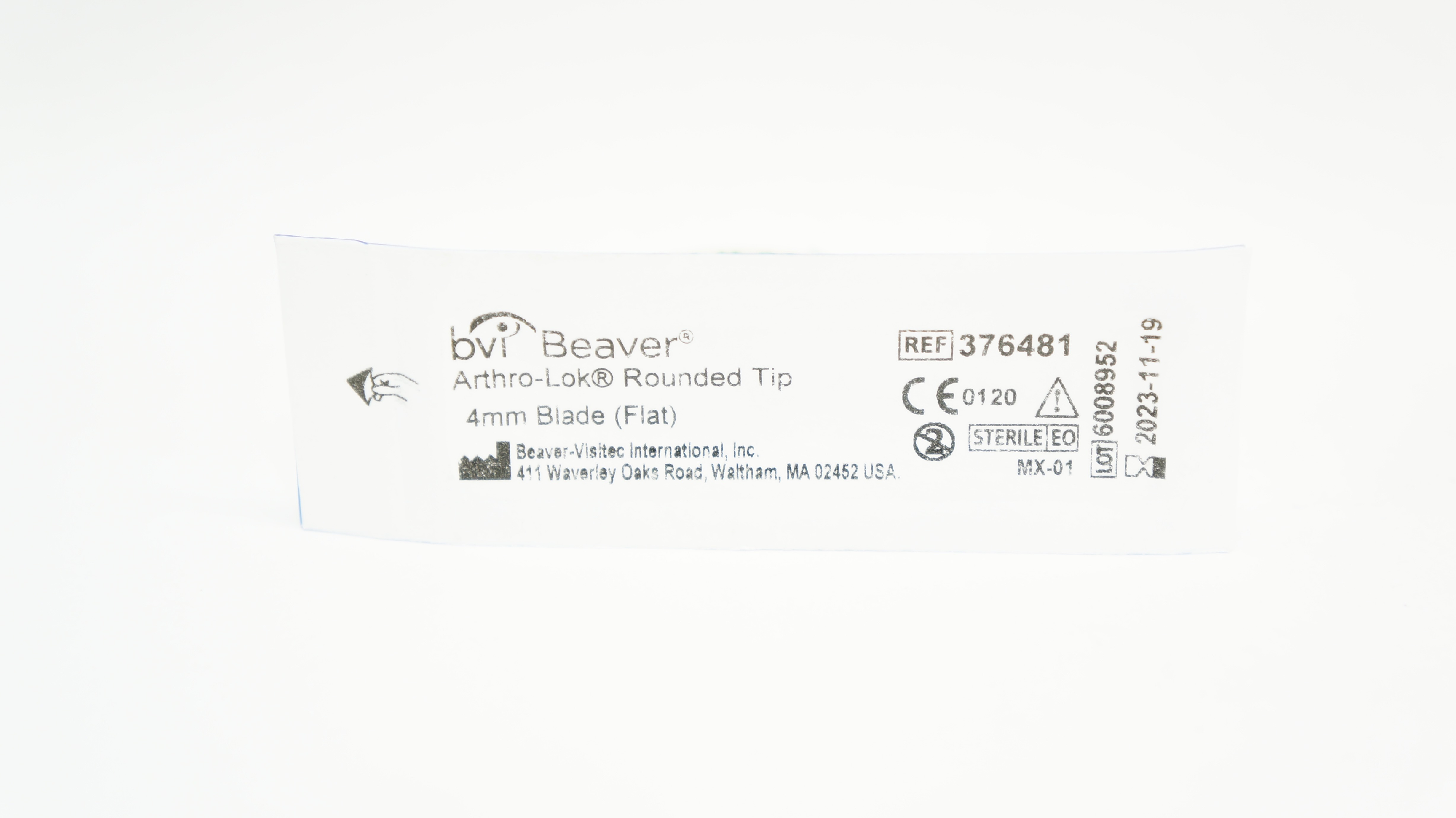 BVI Beaver 376481 Arthro-Lok Rounded Tip  Blade, Flat, 4mm