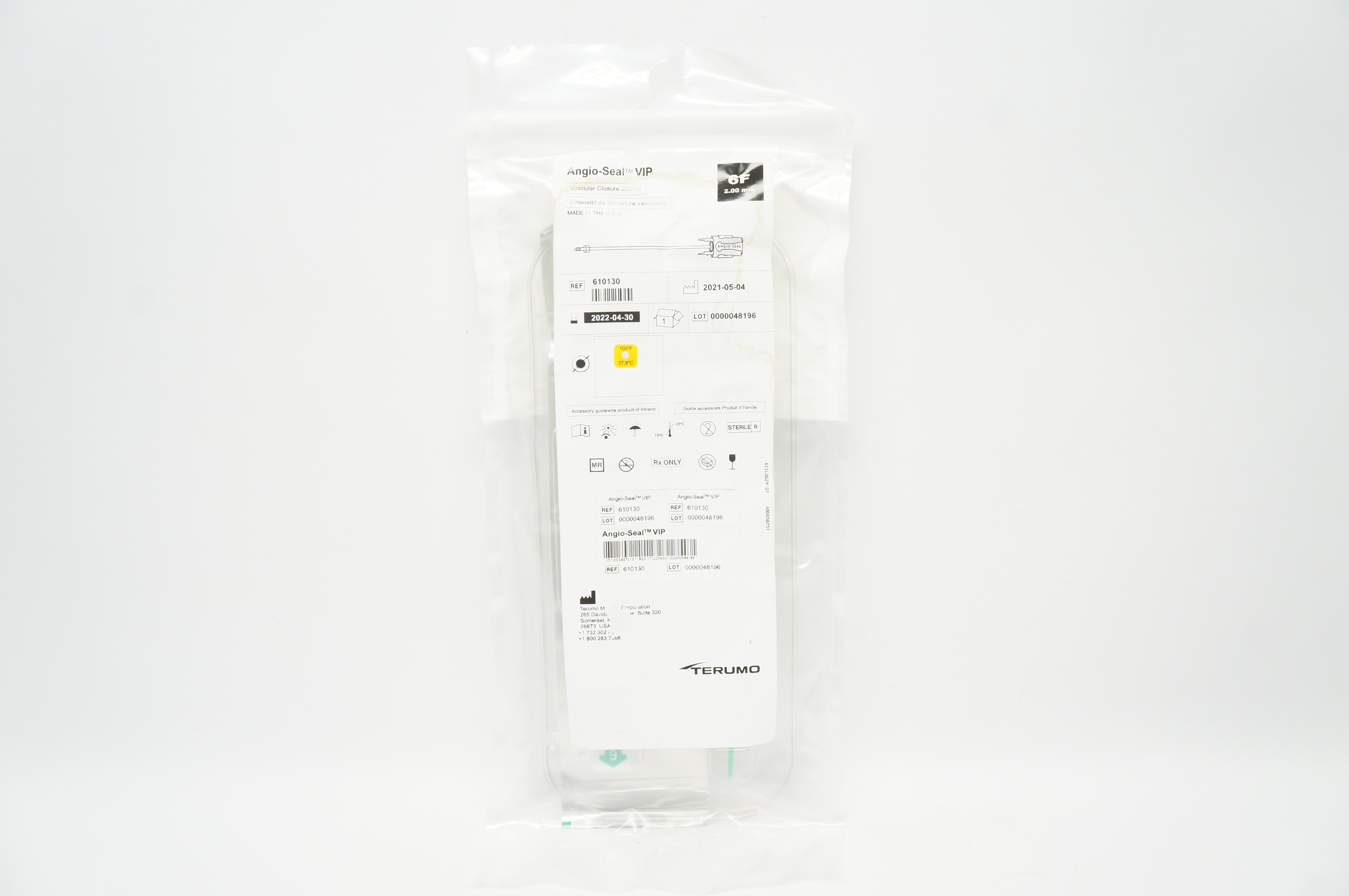 Terumo 610130 Angio-Seal VIP Vascular Closure Device 6F (x)