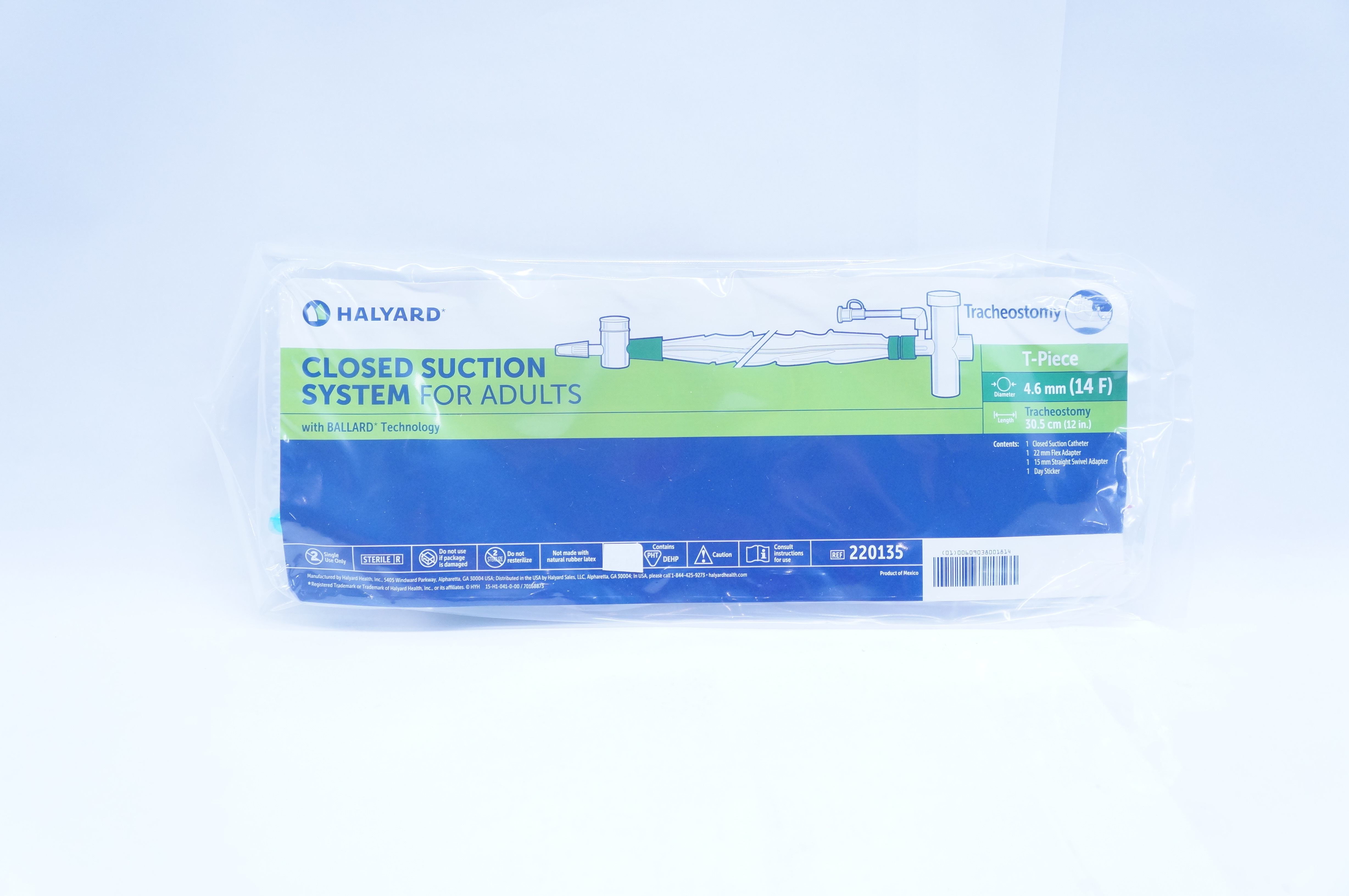 Halyard 220135 Closed Suction System for Adults Tracheostomy 14F x 12inch