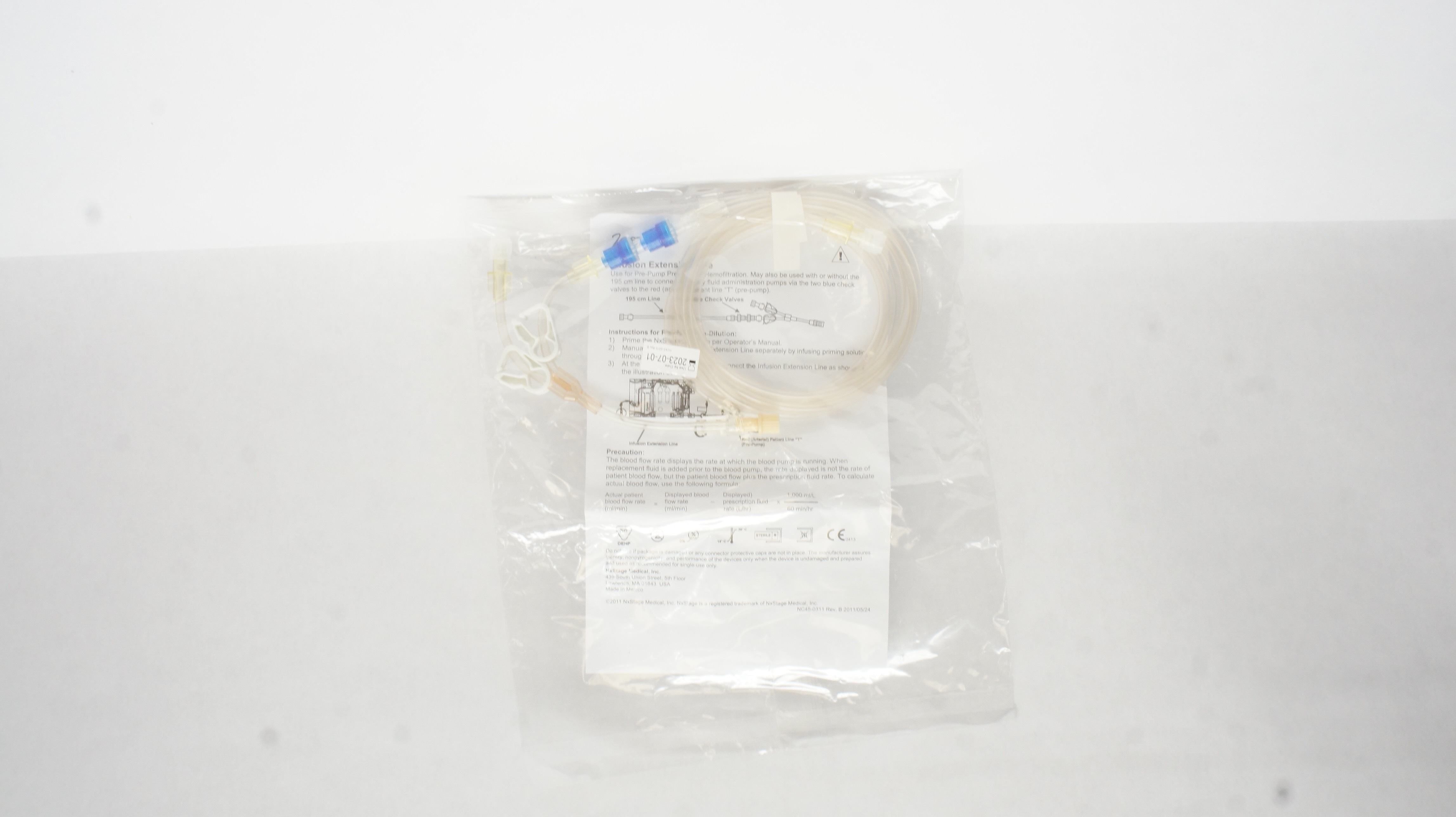 NxStage Infusion Extension Line 195cm 2 Blue Check Valves