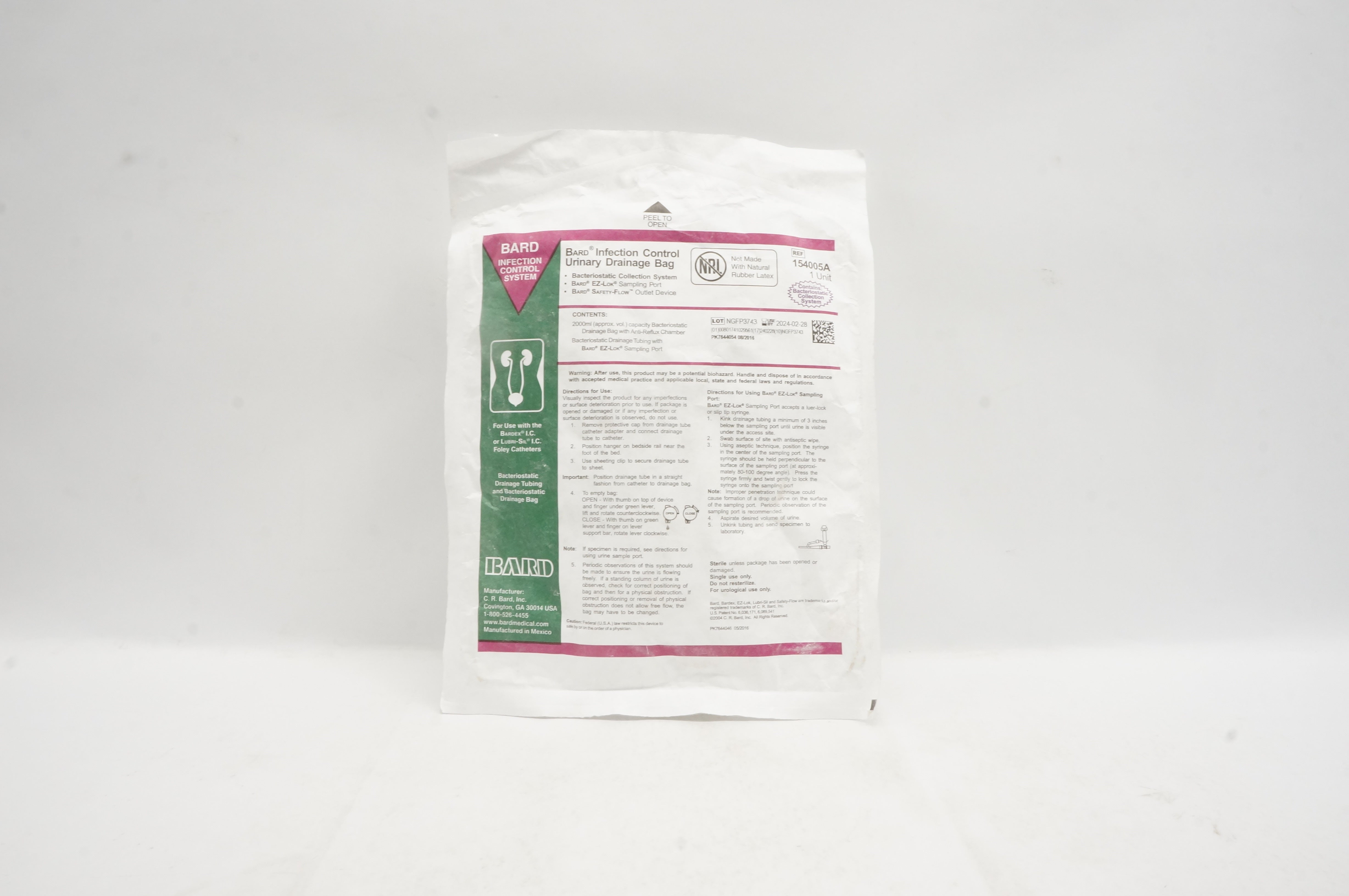Bard 154005A Infection Control Urinary Drainage Bag
