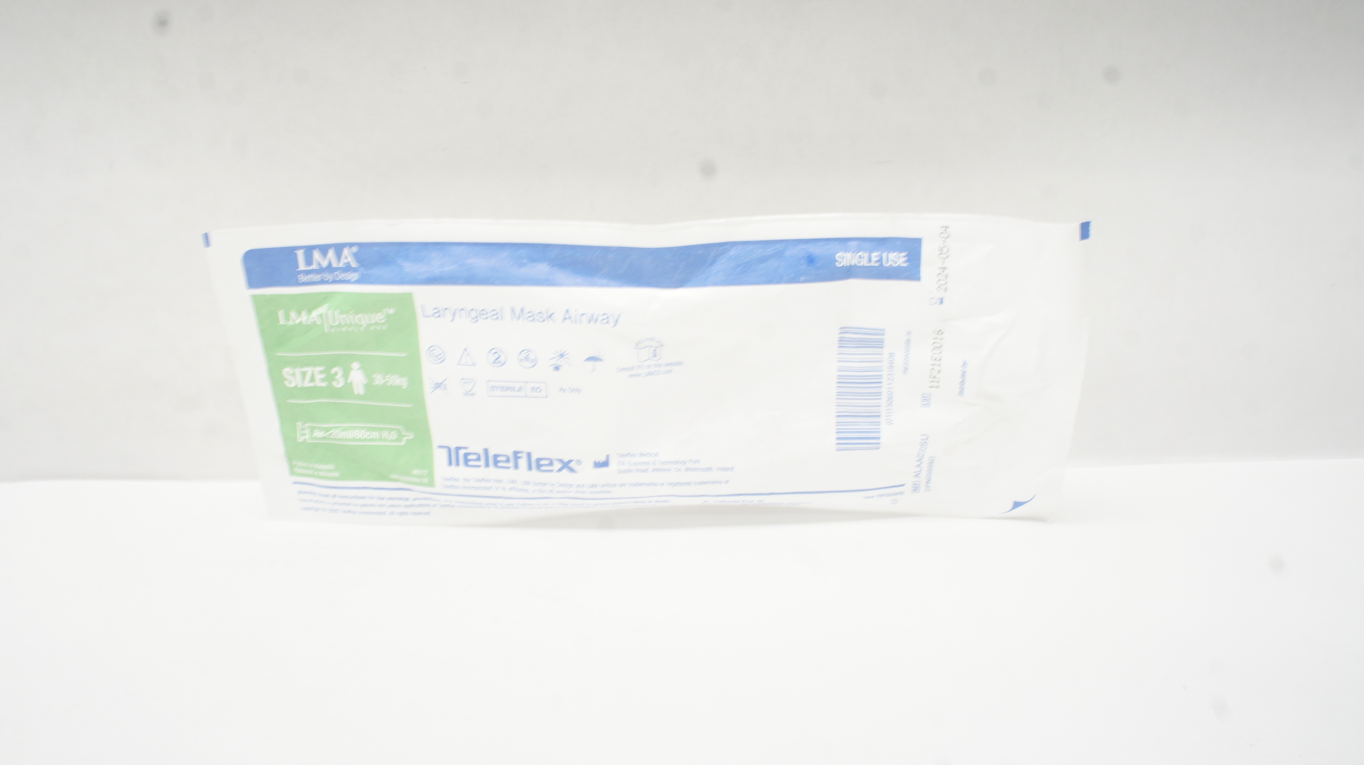 Teleflex ALAA030SU LMA Unique Laryngeal Mask Airway Size 3 30-50kg (x)