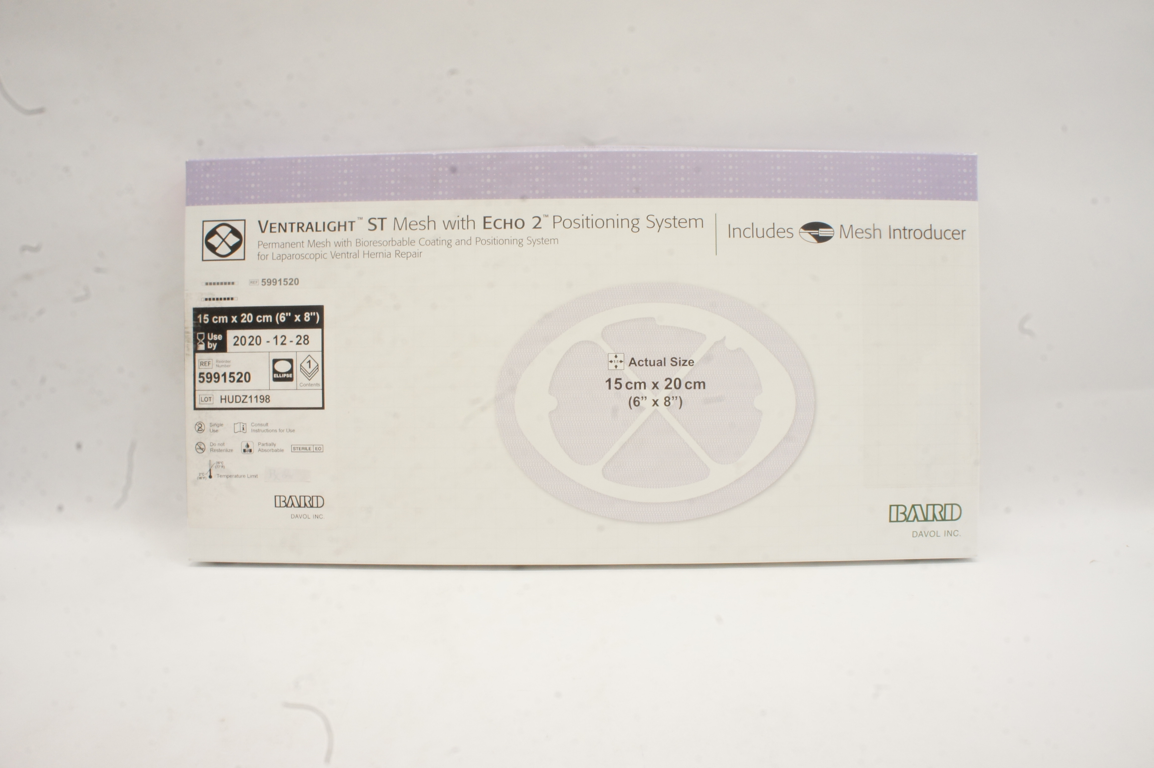 Bard 5991520 Ventralight ST Mesh Echo2 Positioning System Ellipse 6in x 8in(x)