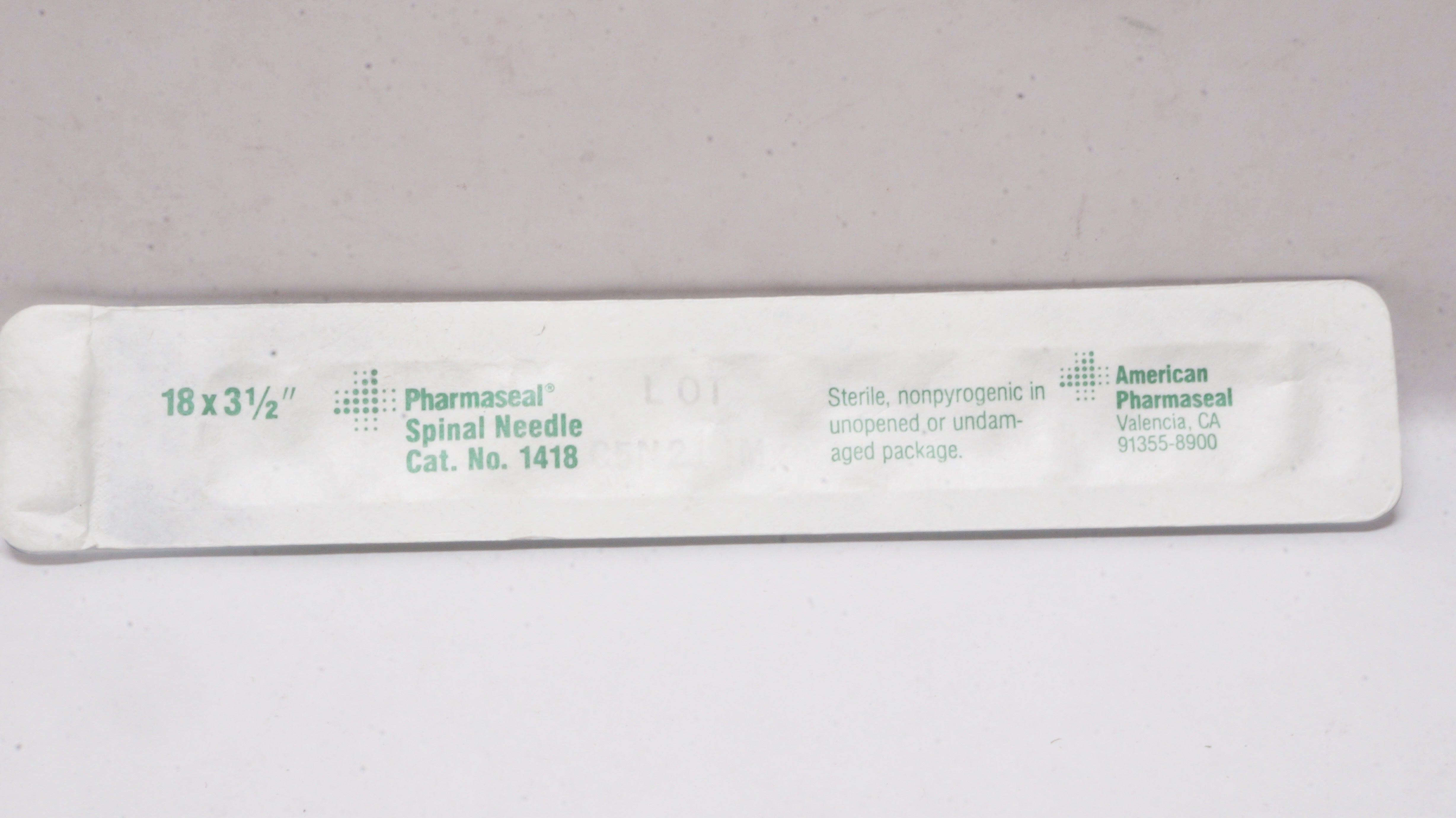 American Pharmaseal 1418 Spinal Needle 18 x 3 1/2inch