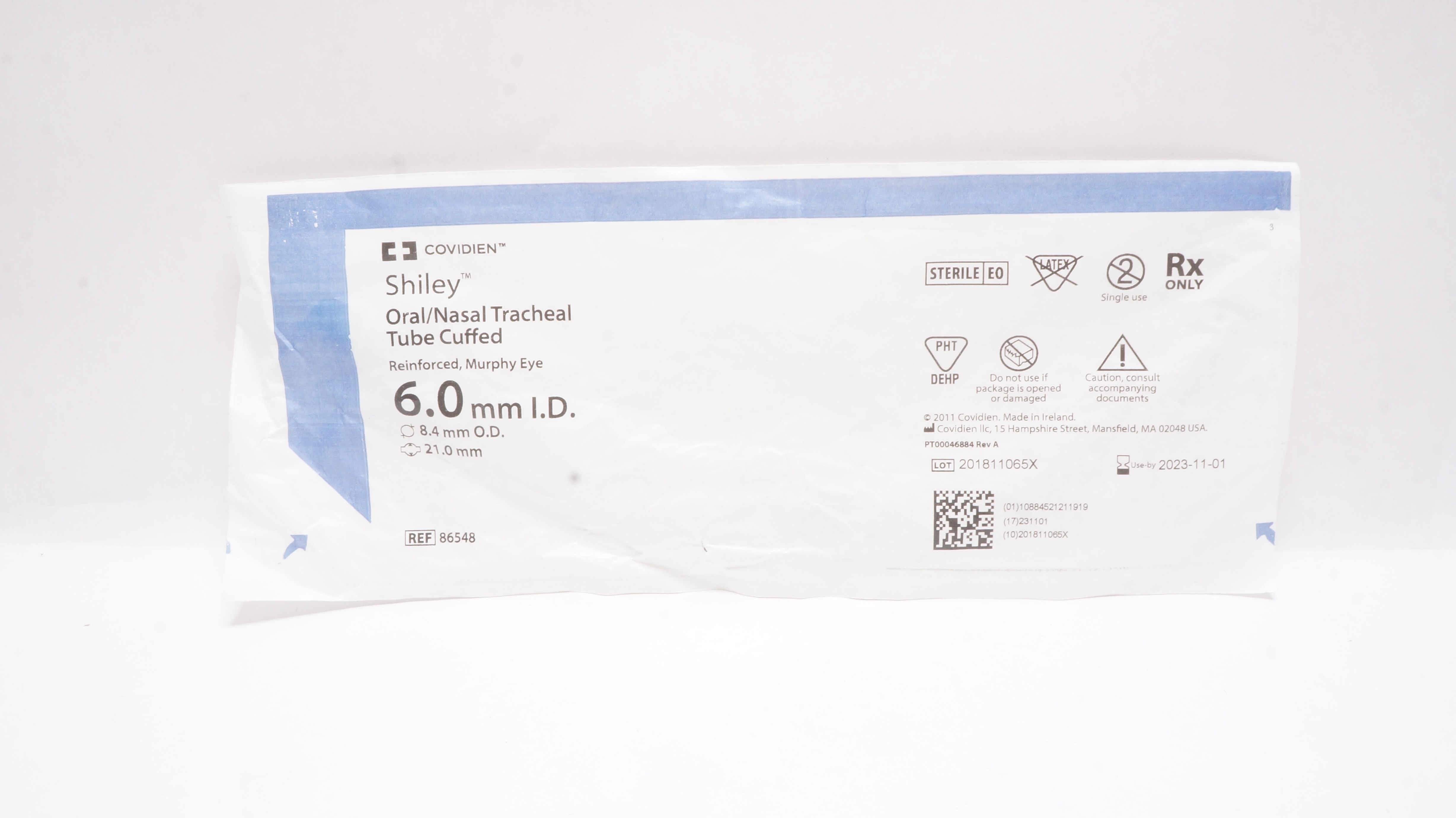 Covidien 86548 Shiley Oral/Nasal Tracheal Tube Cuffed 6.0 x 8.4 x 21mm