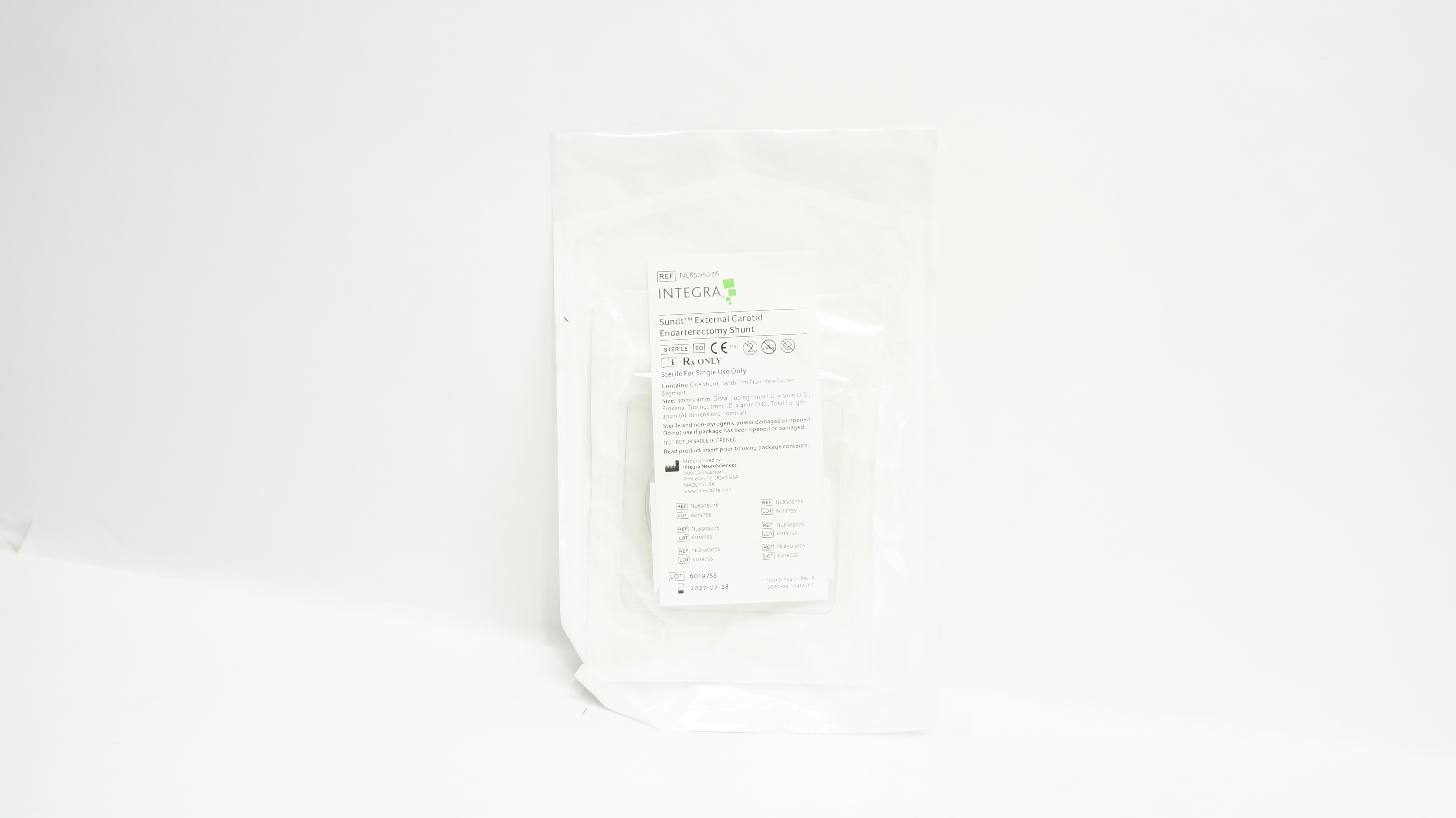 Integra NL8505076 Sundt External Carotid Endarterectomy Shunt