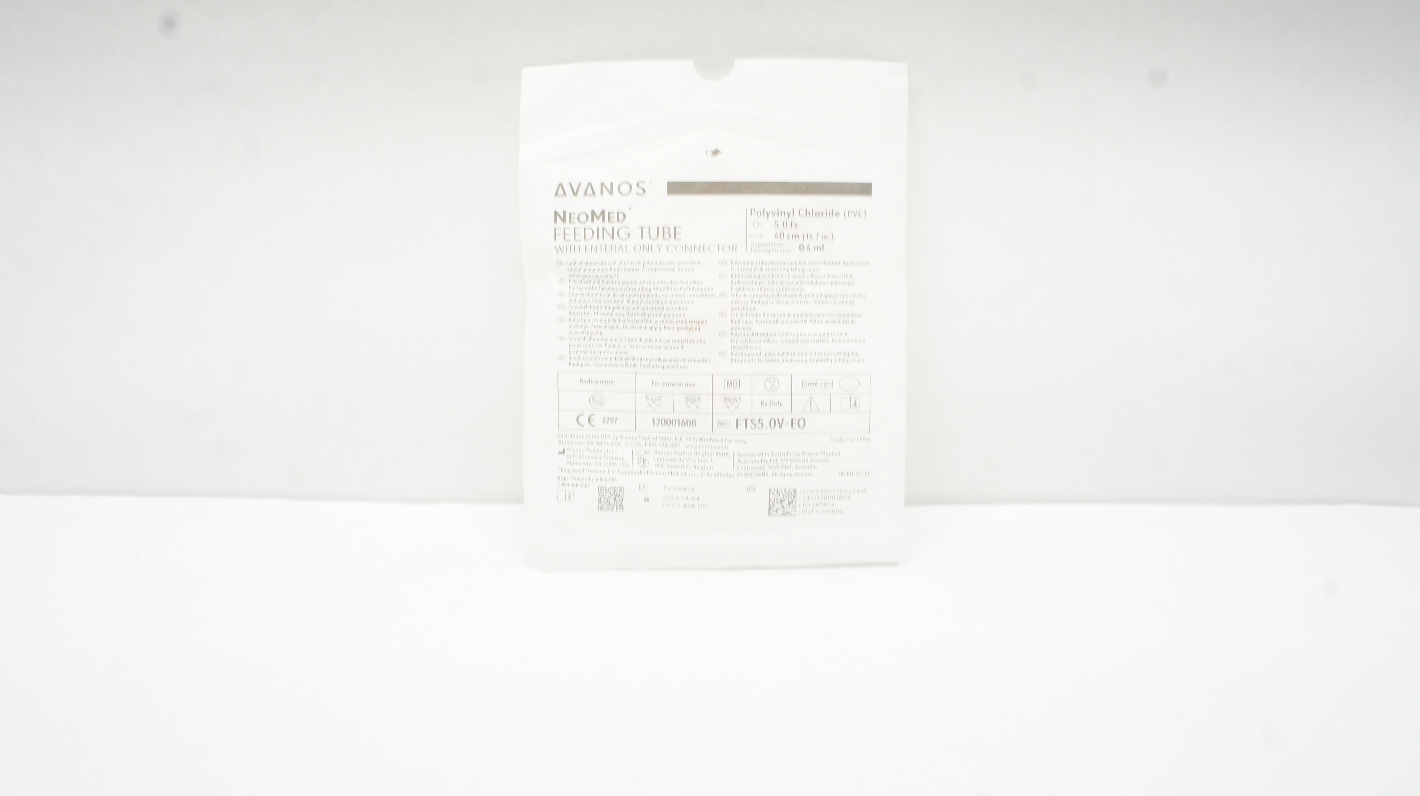 Avanos FTS5.0V-EO NeoMed Feeding Tube w/Enteral Only Connector 5.0Fr
