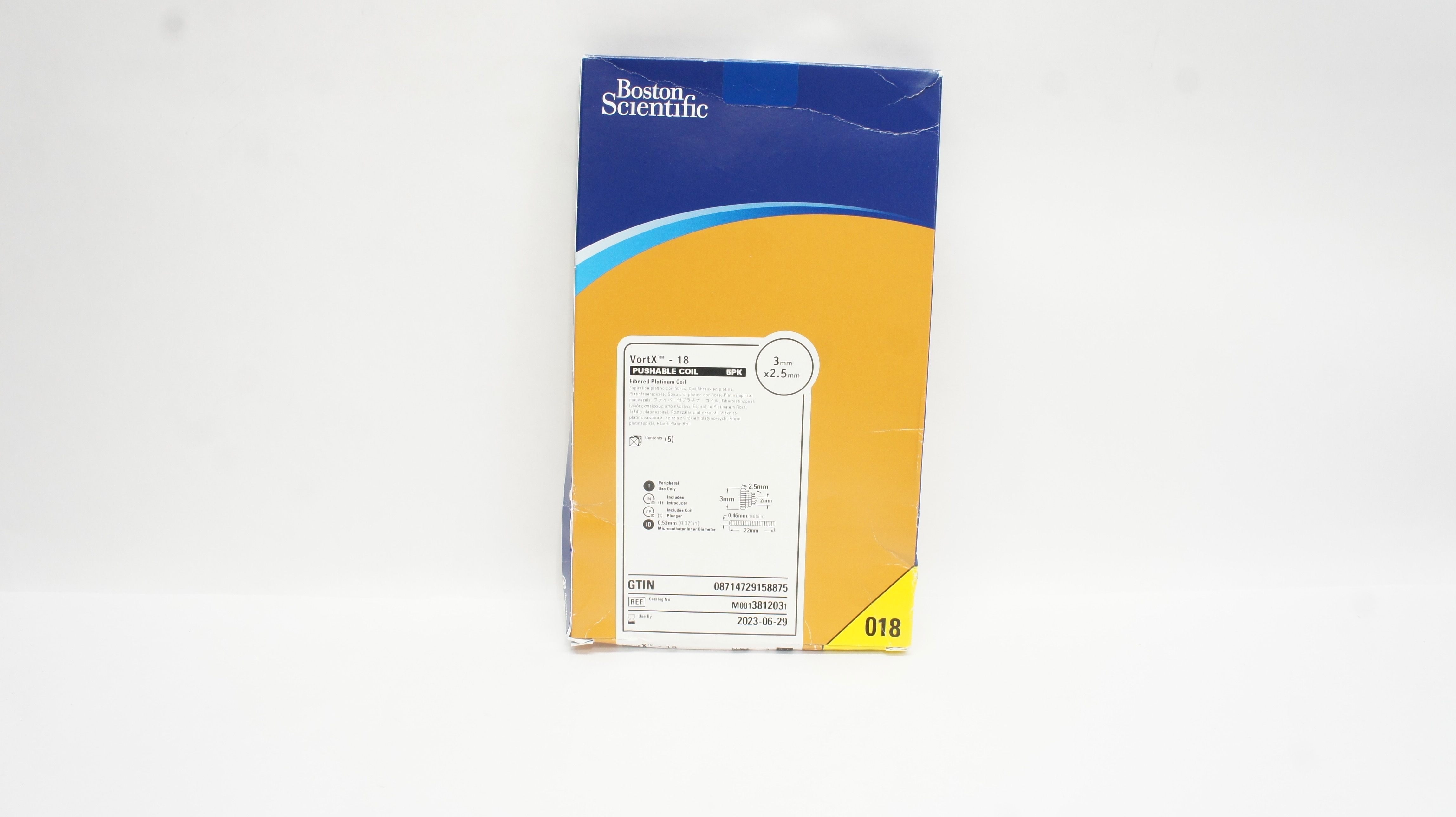Boston Scientific M0013812031 VortX-18 Fibered Platinum Coil 3x2.5mm(x)-Box of 1