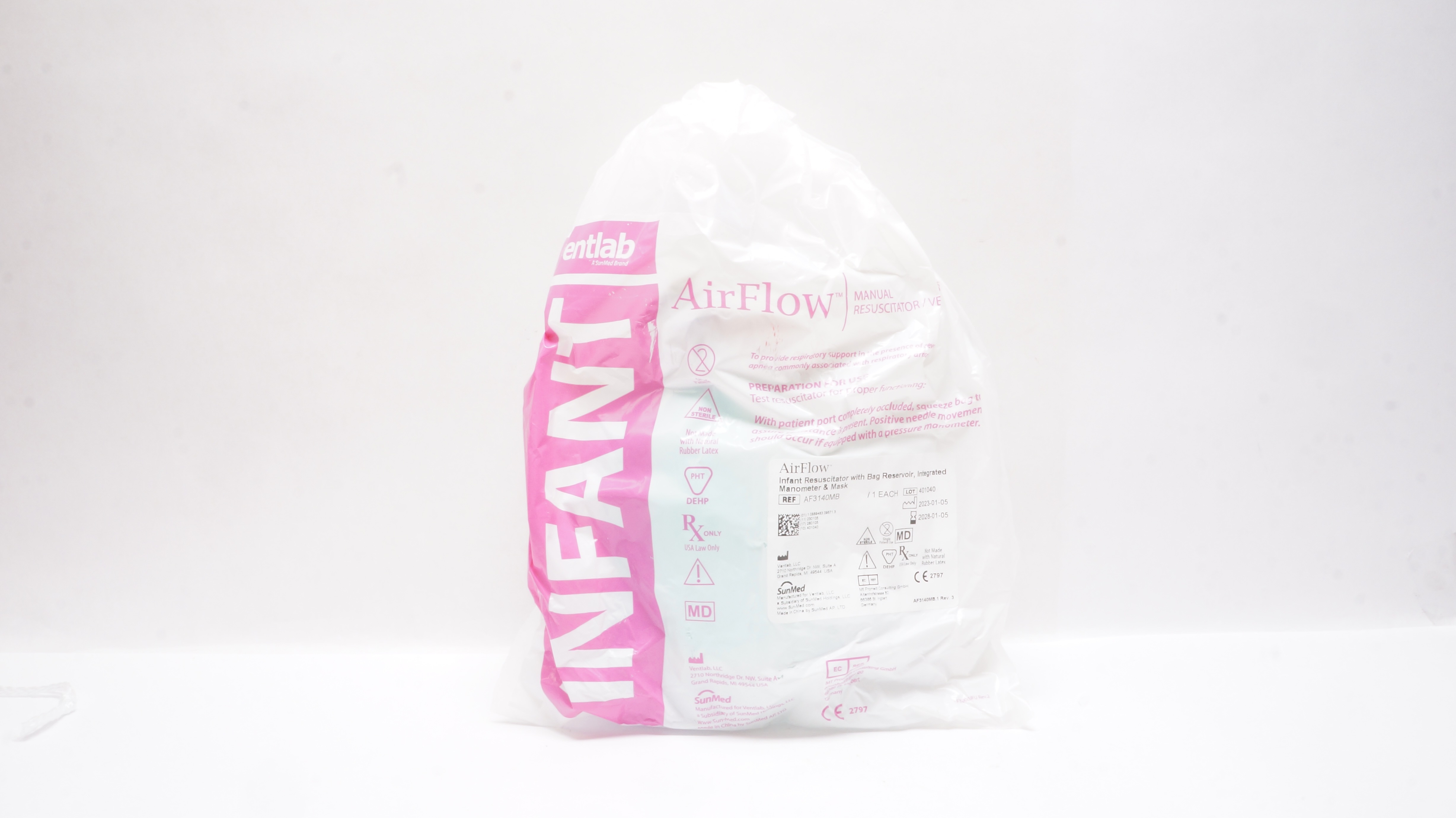 Ventlab AF3140MB SunMed Airflow Infant Resuscitator with Bag Reservoir