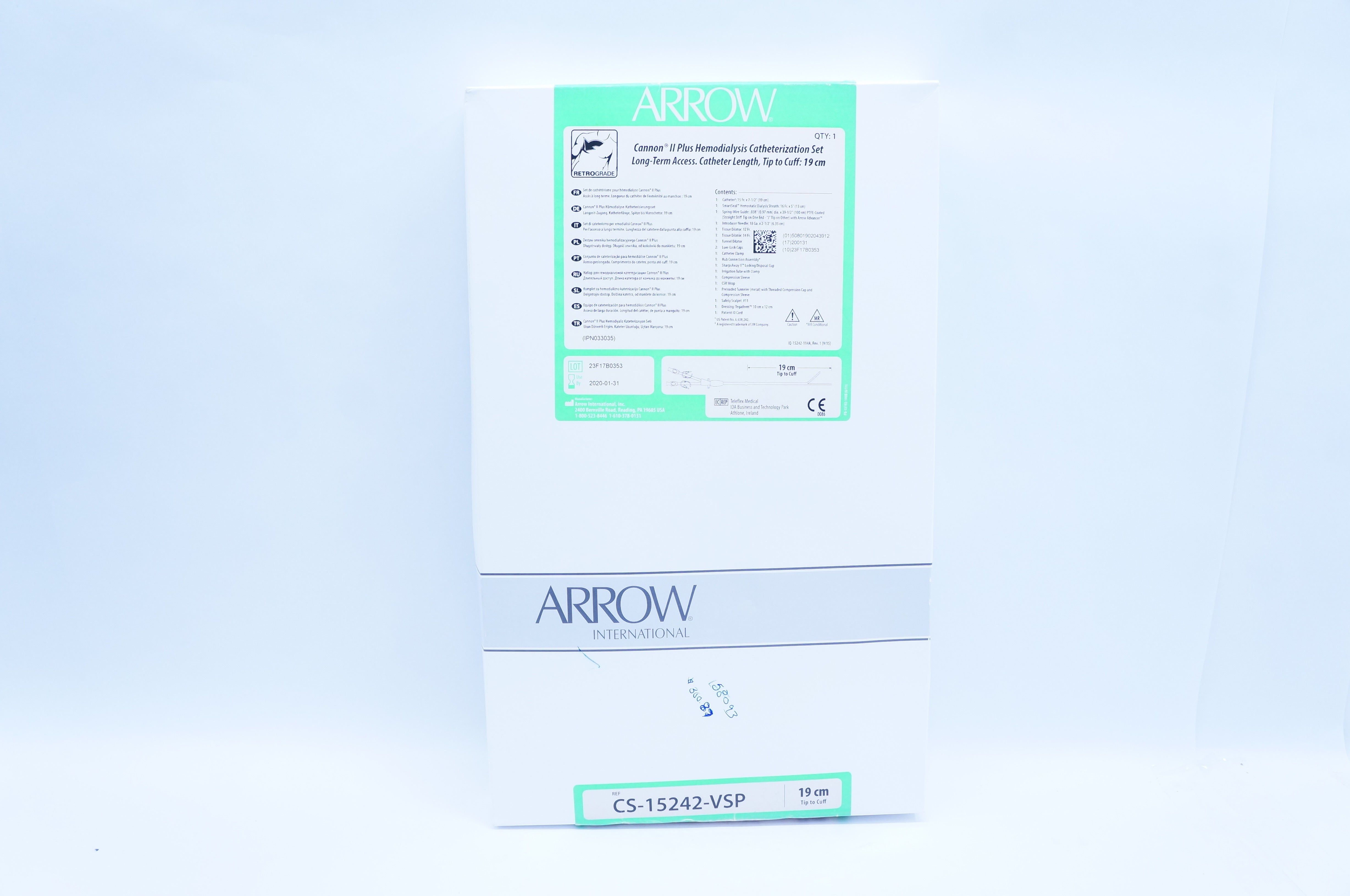 Arrow CS-15242-VSP II Plus Hemodialysis Cath Set Long-Term Access 19cm (x)