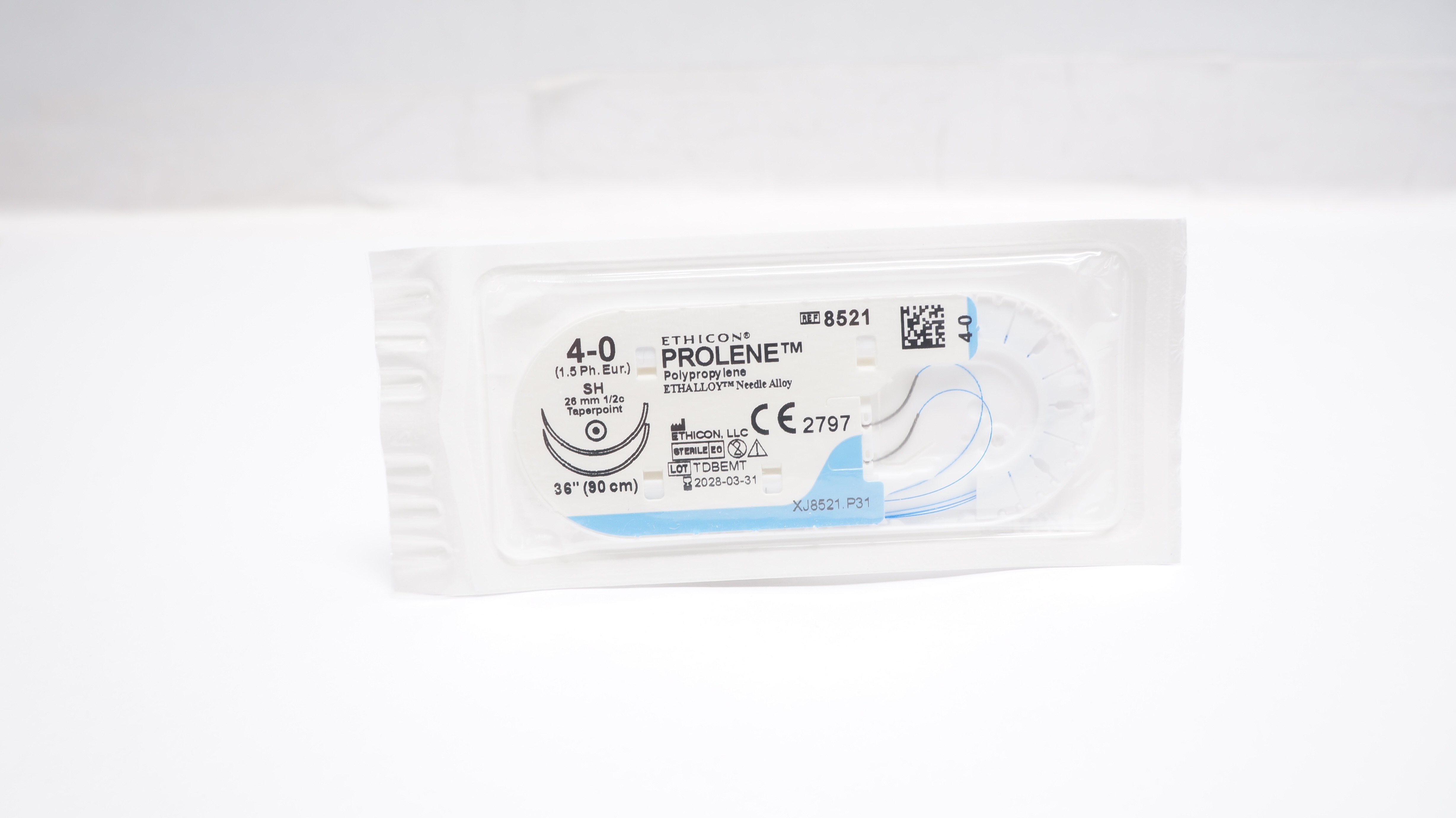 Ethicon 8521 4-0 Prolene Polypropylene Stre SH 26mm 1/2c Taperpoint, 36inch
