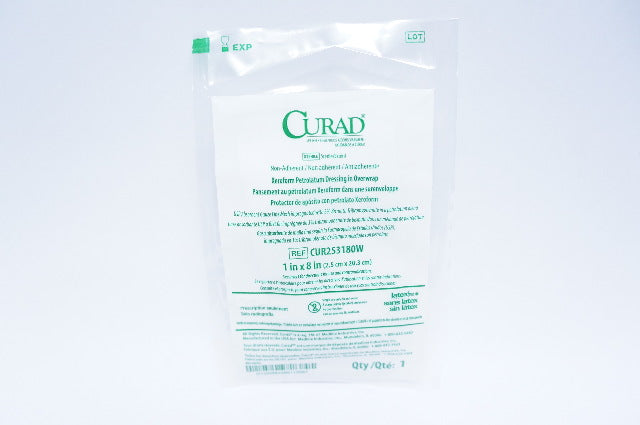 Medline CUR253180W Curad Xeroform Petrolatum Dressing in Overwrap 1inch x 8inch