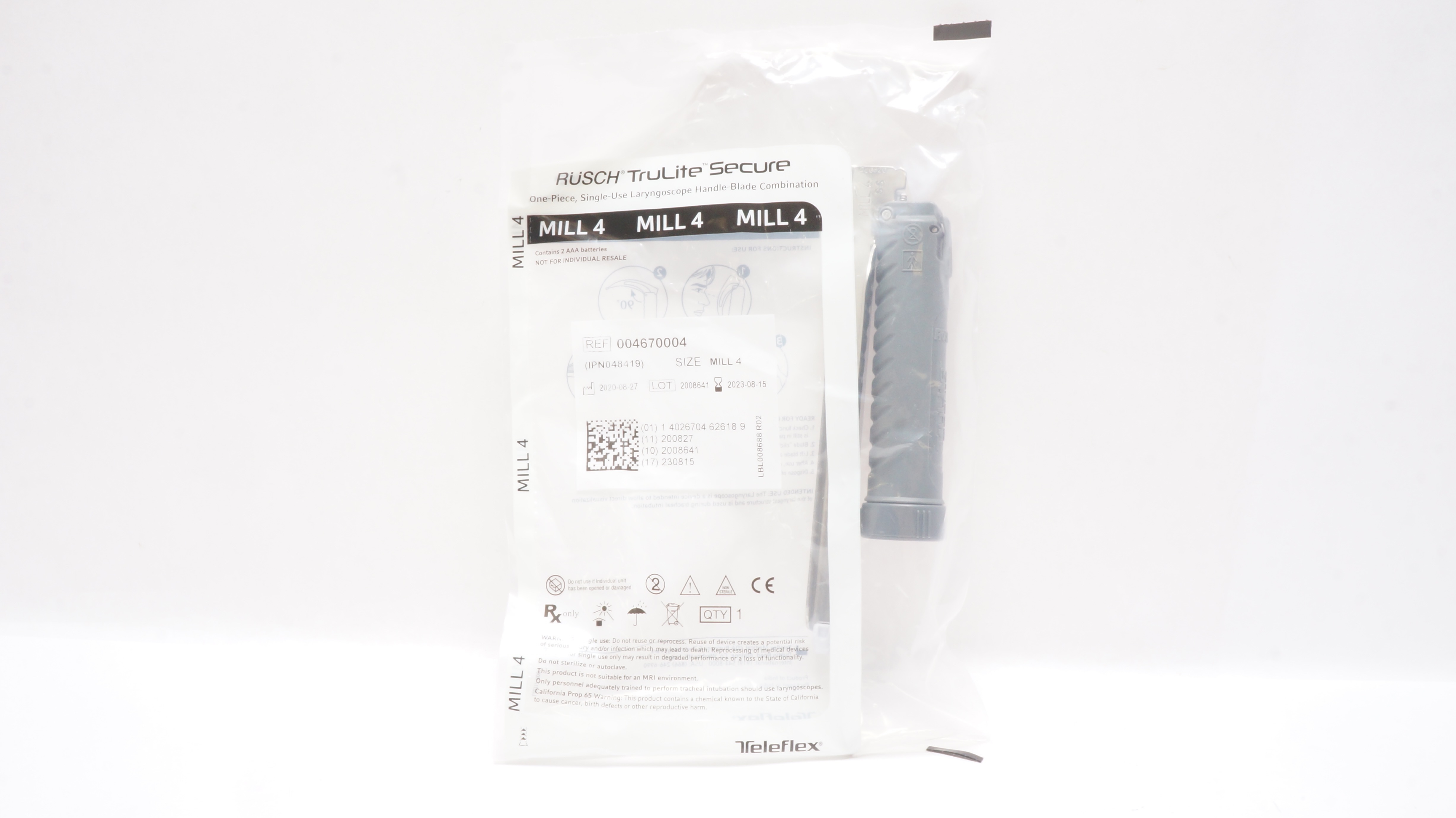 Teleflex 004670004 Rusch TruLite Laryngoscope Handle-Blade Combination Mill 4(x)
